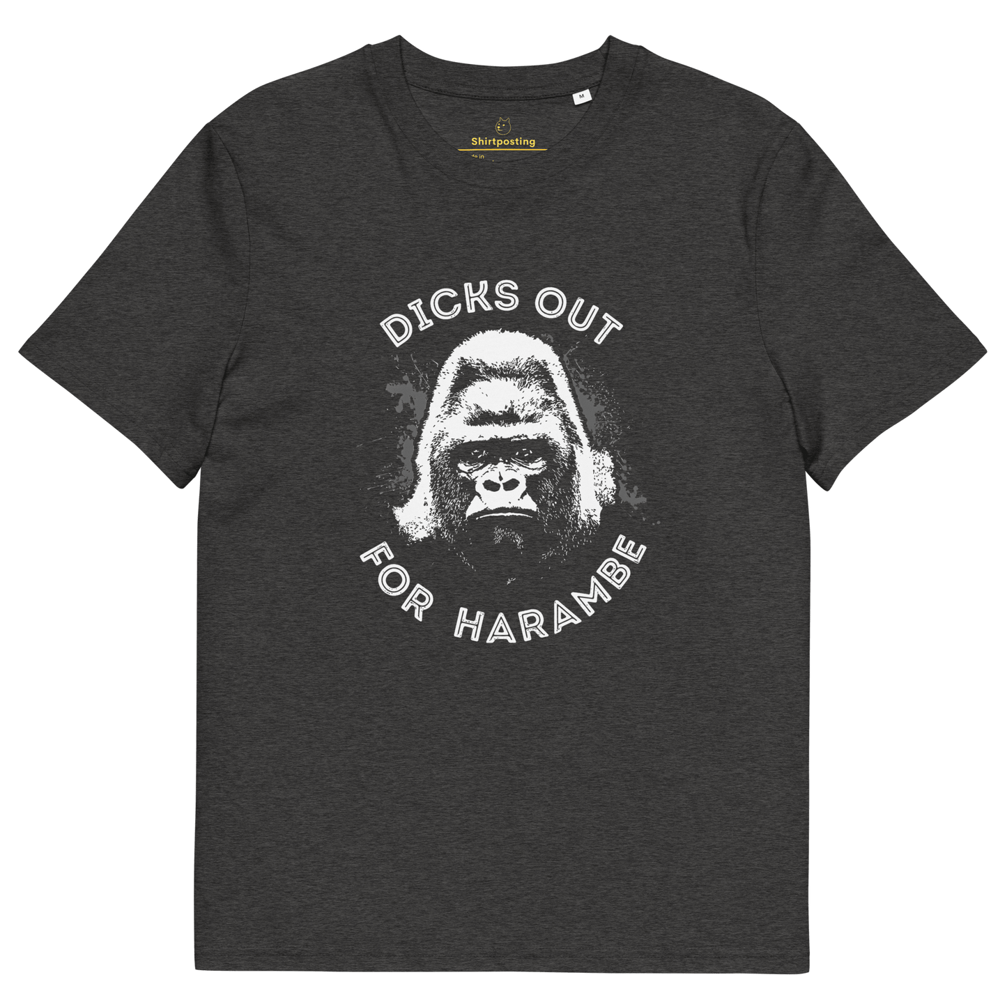 Harambe Premium Organic T-Shirt Meme - Dark Heather Grey | Shirtposting