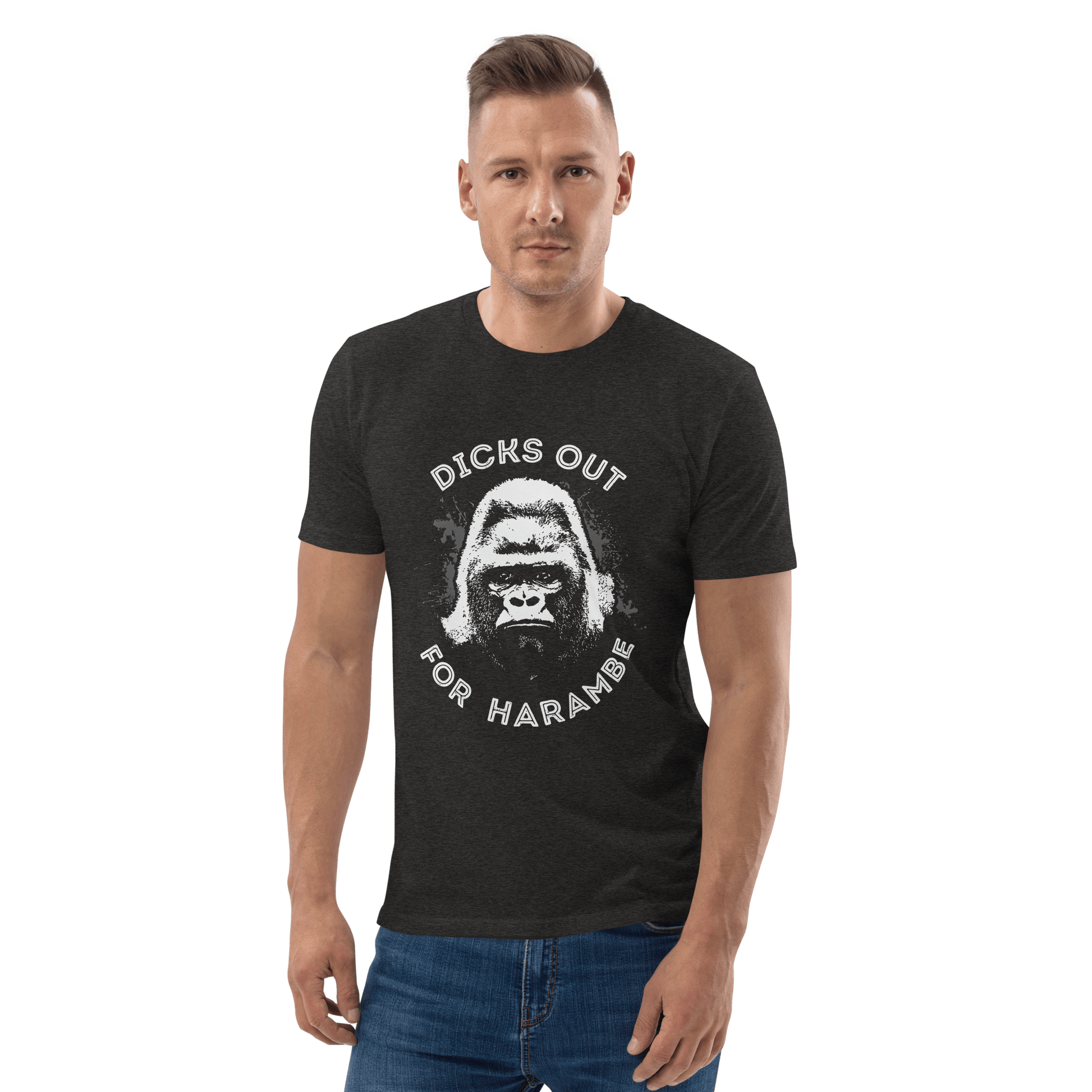Harambe Premium Organic T-Shirt Meme - Dark Heather Grey | Shirtposting