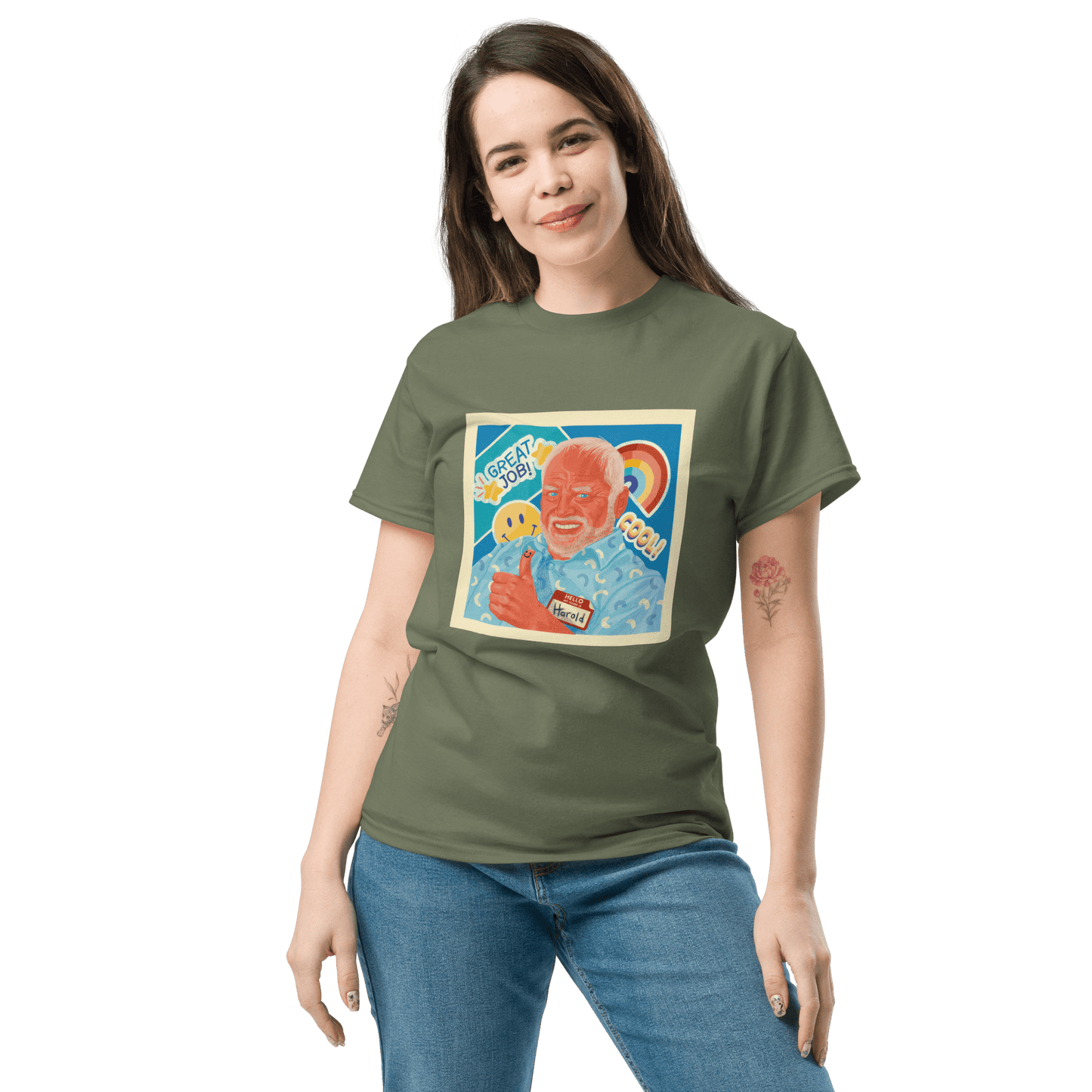 Hide The Pain Herold Classic T-Shirt Meme - Military Green | Shirtposting