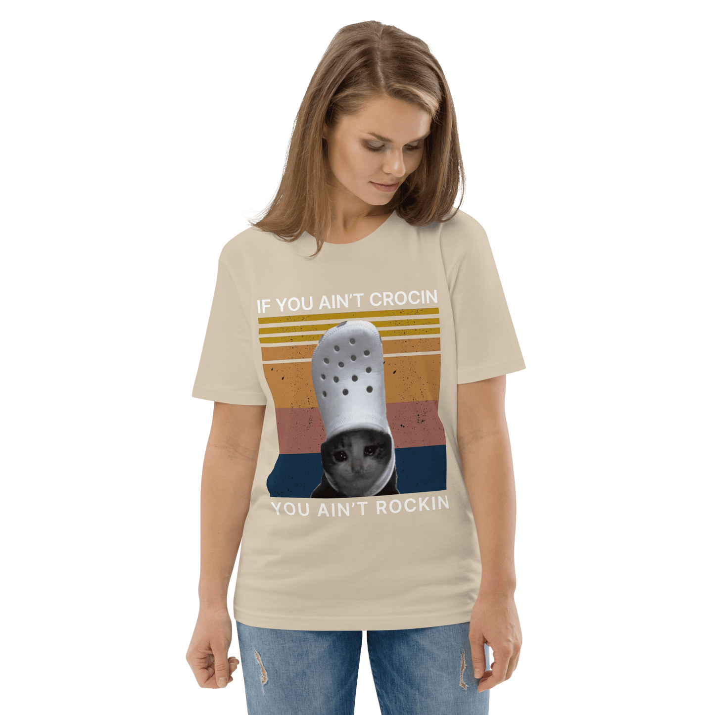 If You Ain't Crocin' Cat Premium Organic T-Shirt Meme - Cotton Pink | Shirtposting