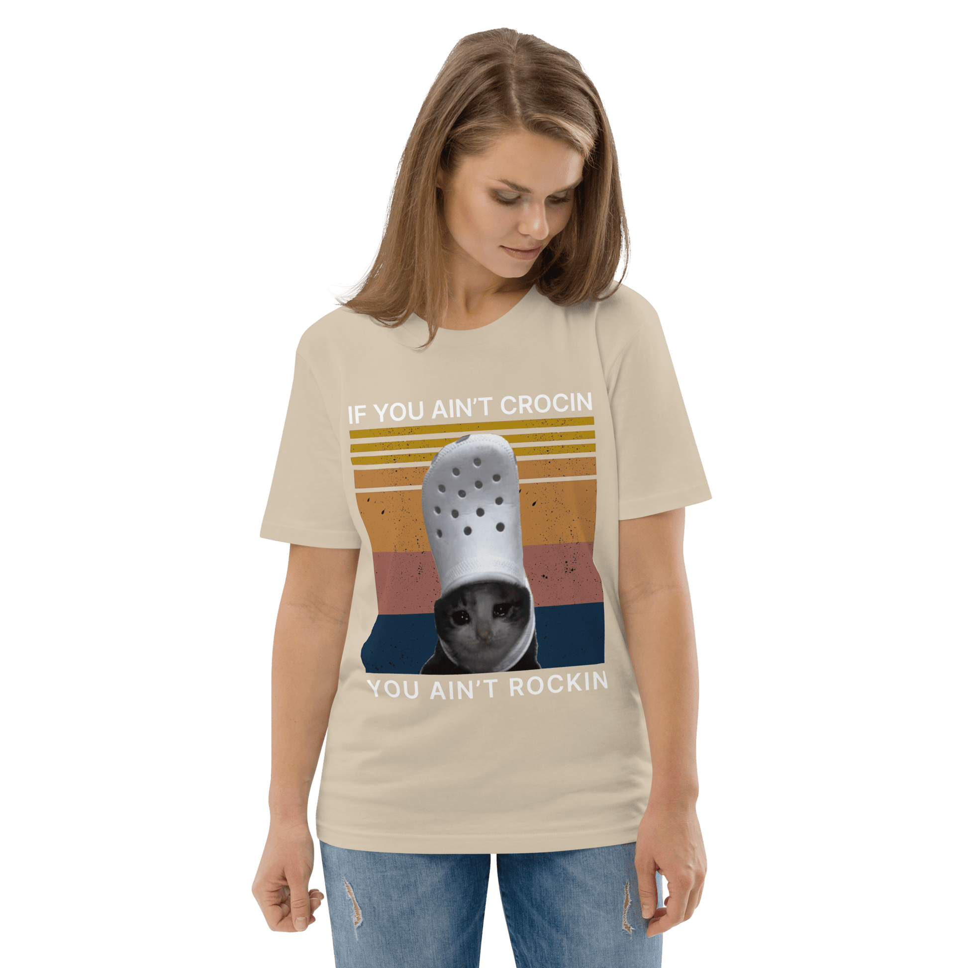 If You Ain't Crocin' Cat Premium Organic T-Shirt Meme - Cotton Pink | Shirtposting