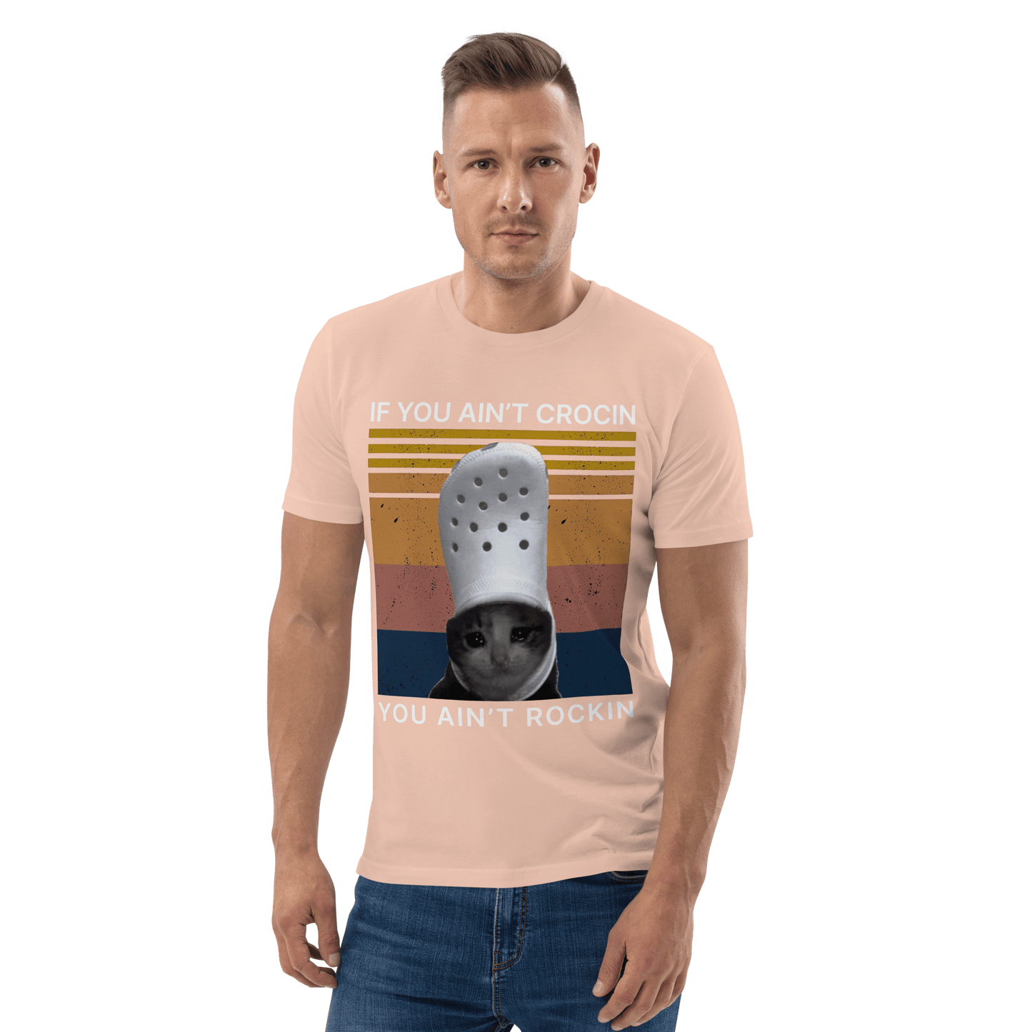 If You Ain't Crocin' Cat Premium Organic T-Shirt Meme - Cotton Pink | Shirtposting