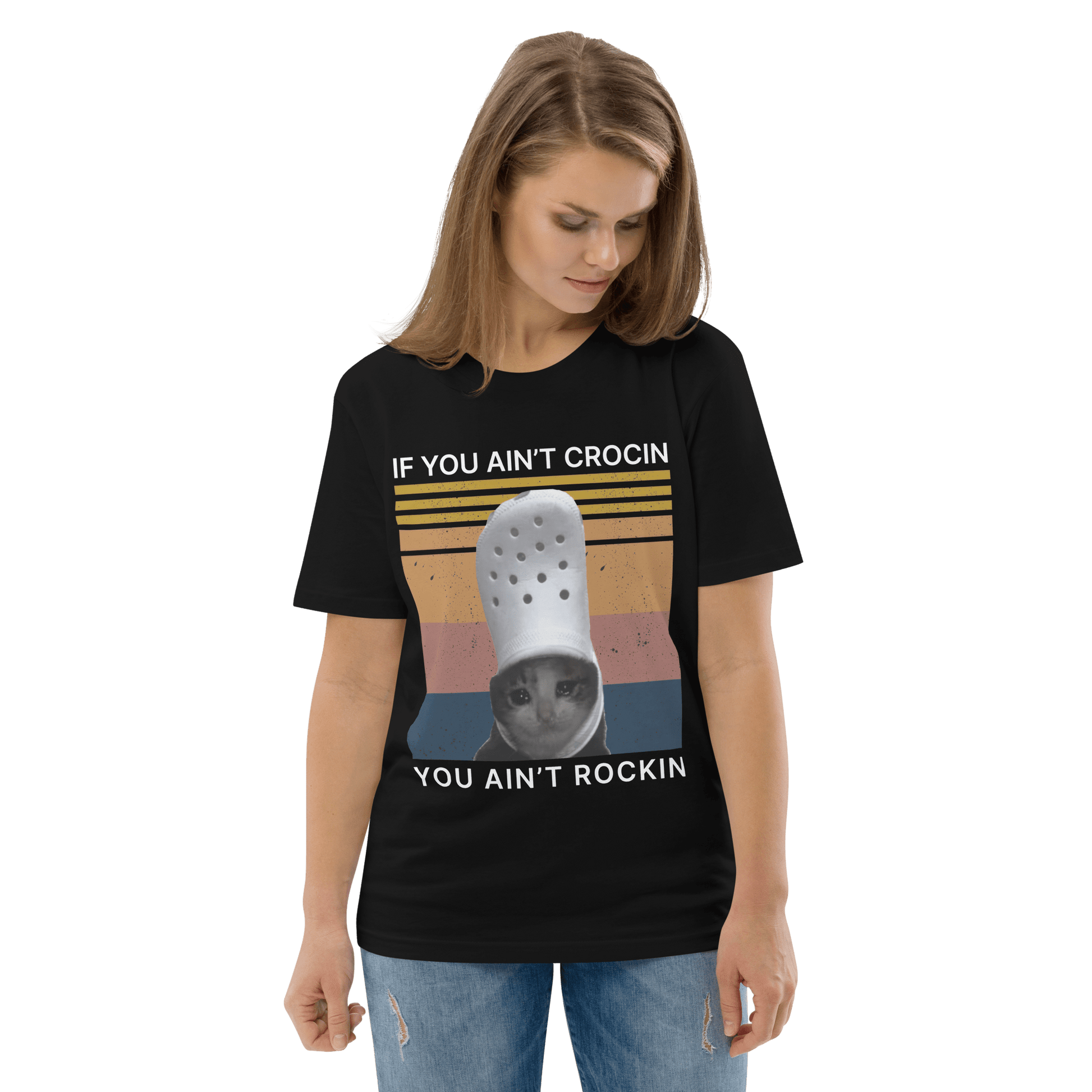 If You Ain't Crocin' Cat Premium Organic T-Shirt Meme - Dark Heather Grey | Shirtposting