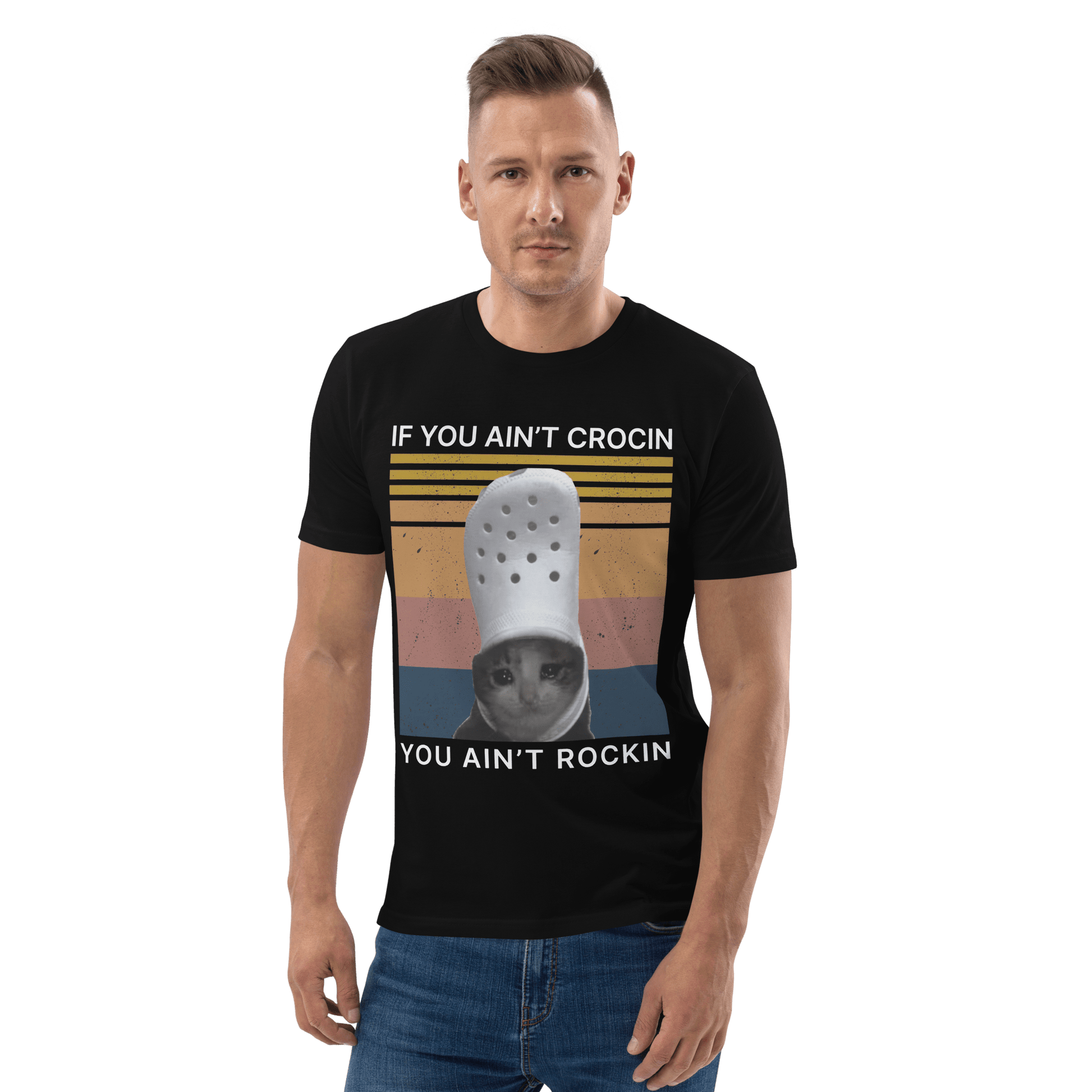 If You Ain't Crocin' Cat Premium Organic T-Shirt Meme - Dark Heather Grey | Shirtposting