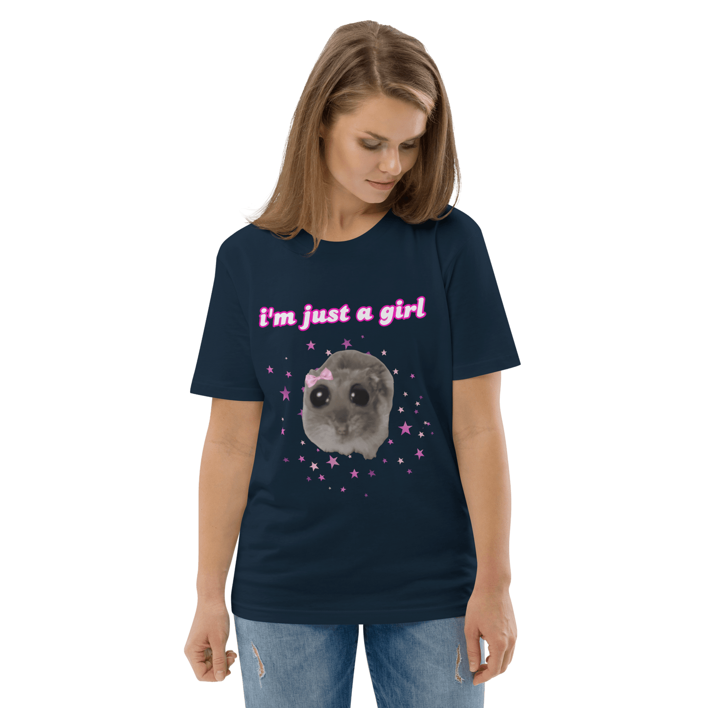I'm Just a Girl Premium Organic T-Shirt Meme - Cotton Pink | Shirtposting