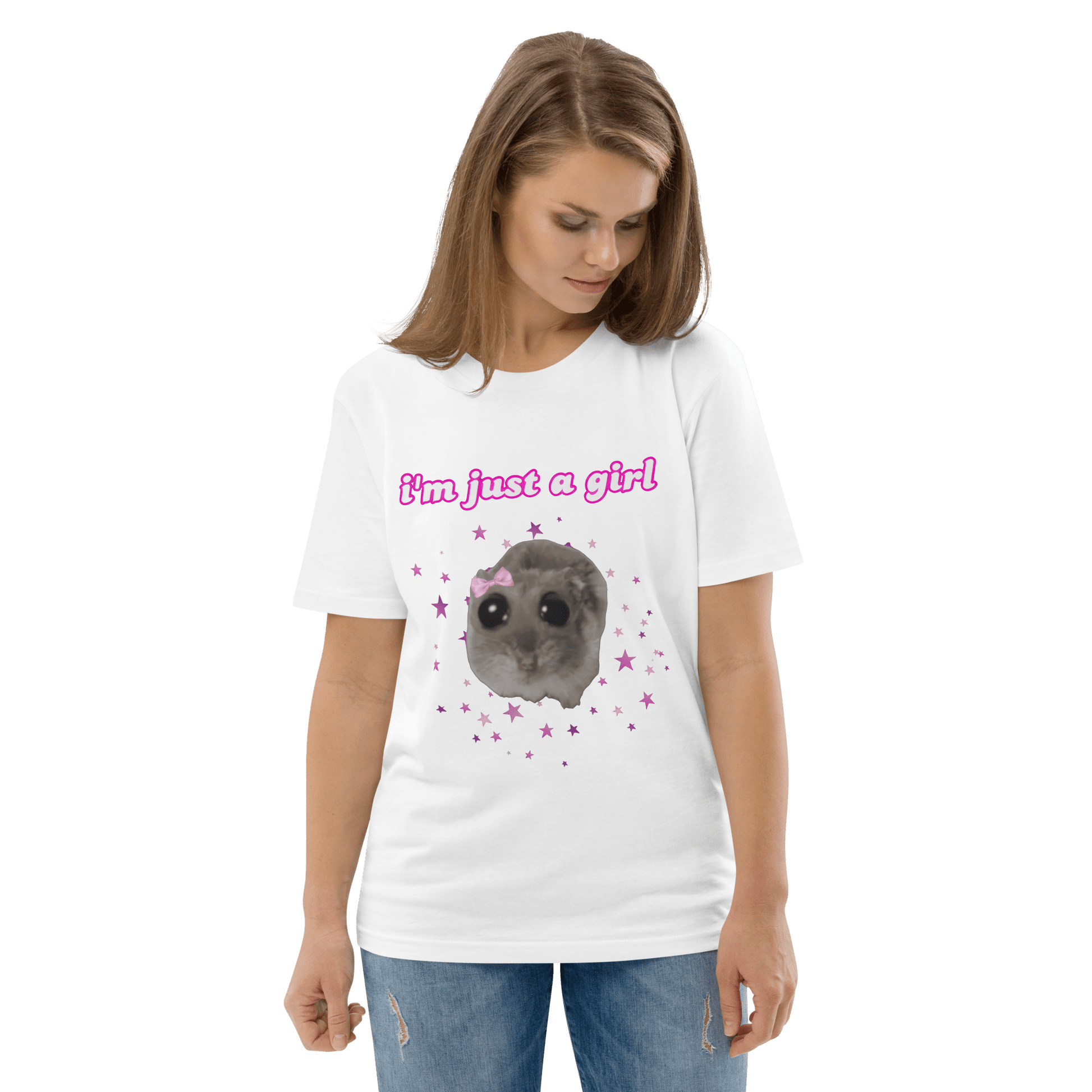 I'm Just a Girl Premium Organic T-Shirt Meme - Cotton Pink | Shirtposting