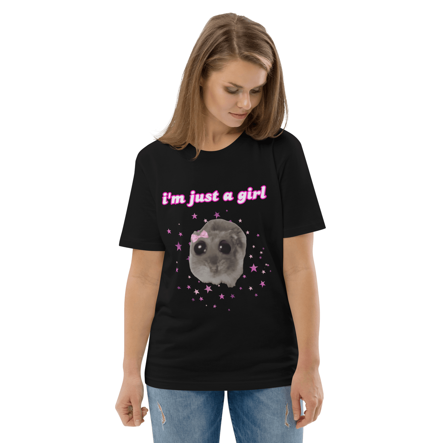 I'm Just a Girl Premium Organic T-Shirt Meme - Cotton Pink | Shirtposting