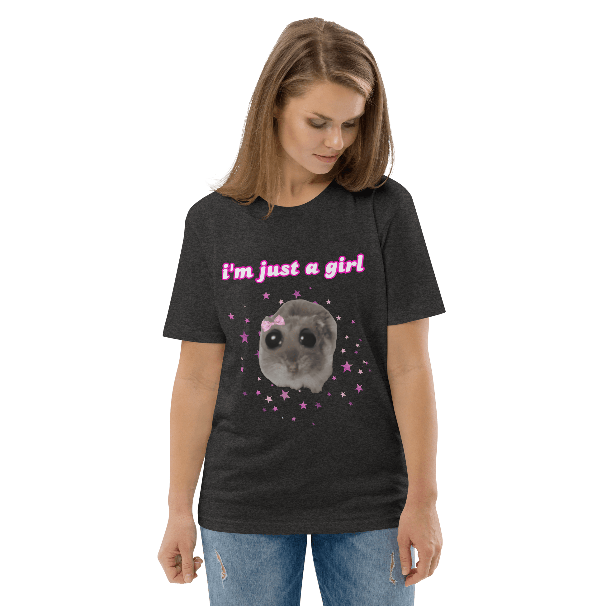 I'm Just a Girl Premium Organic T-Shirt Meme - Cotton Pink | Shirtposting