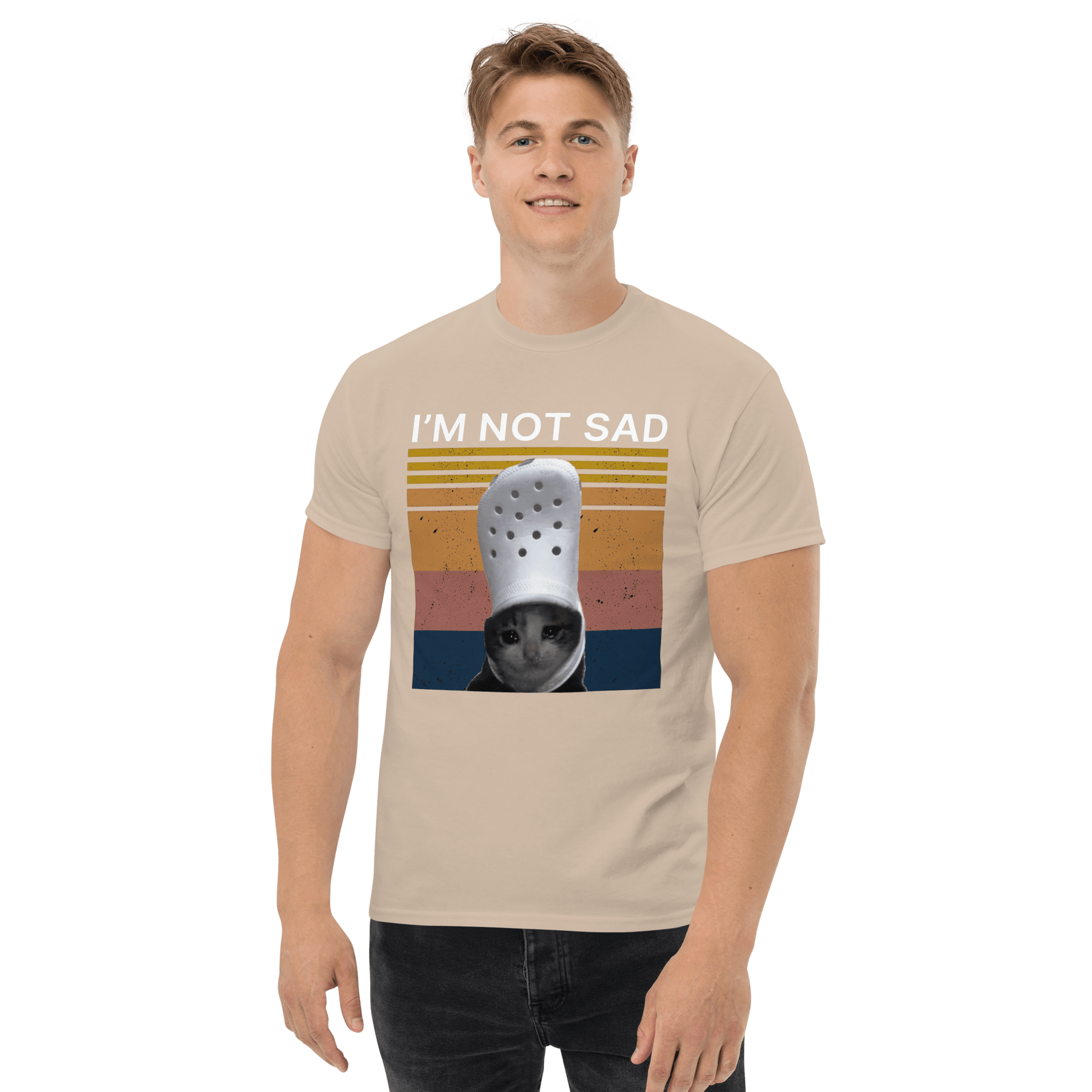 I'm Not Sad Classic T-Shirt Meme - Military Green | Shirtposting