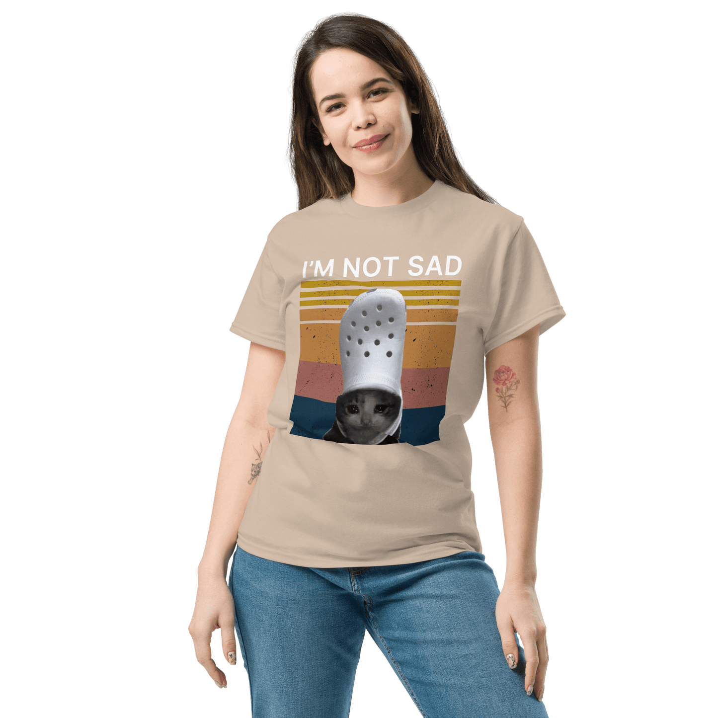 I'm Not Sad Classic T-Shirt Meme - Military Green | Shirtposting