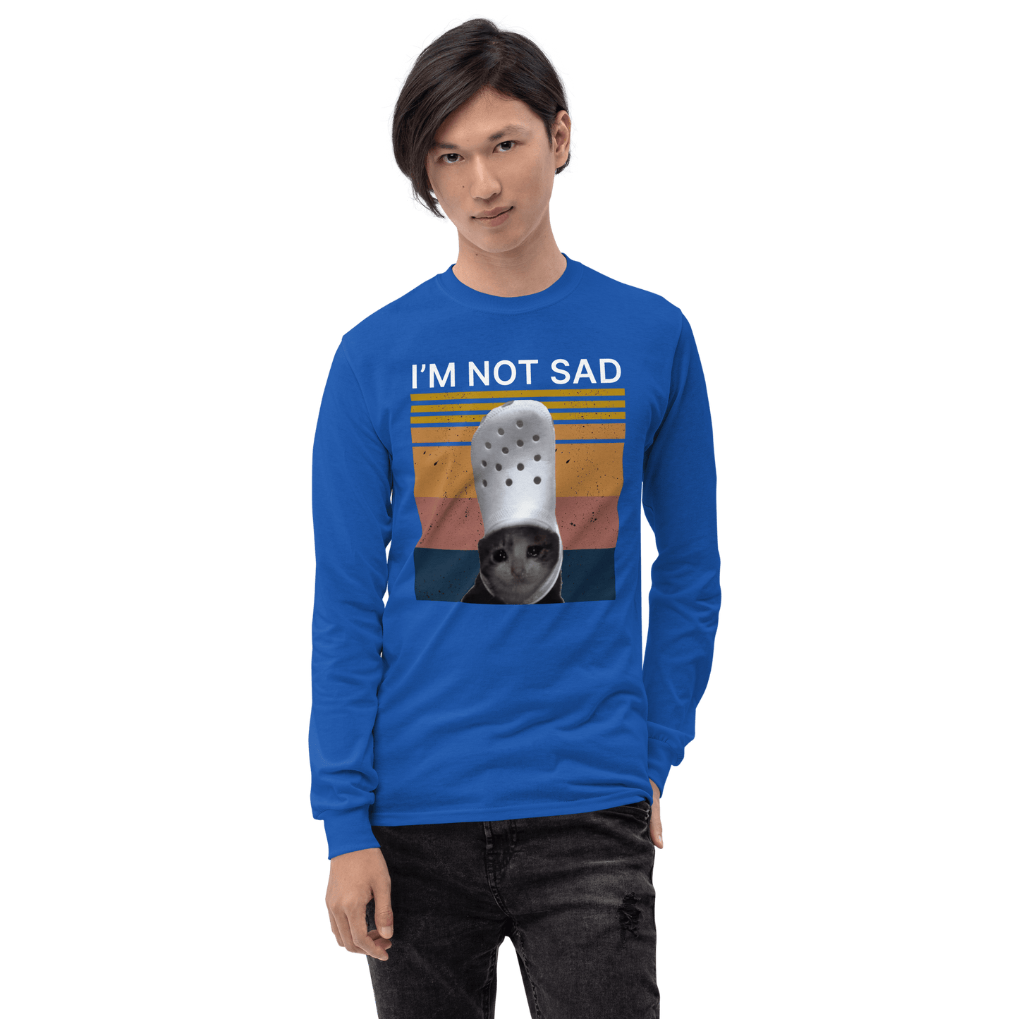 I'm Not Sad Long Sleeve T-Shirt Meme - Royal | Shirtposting