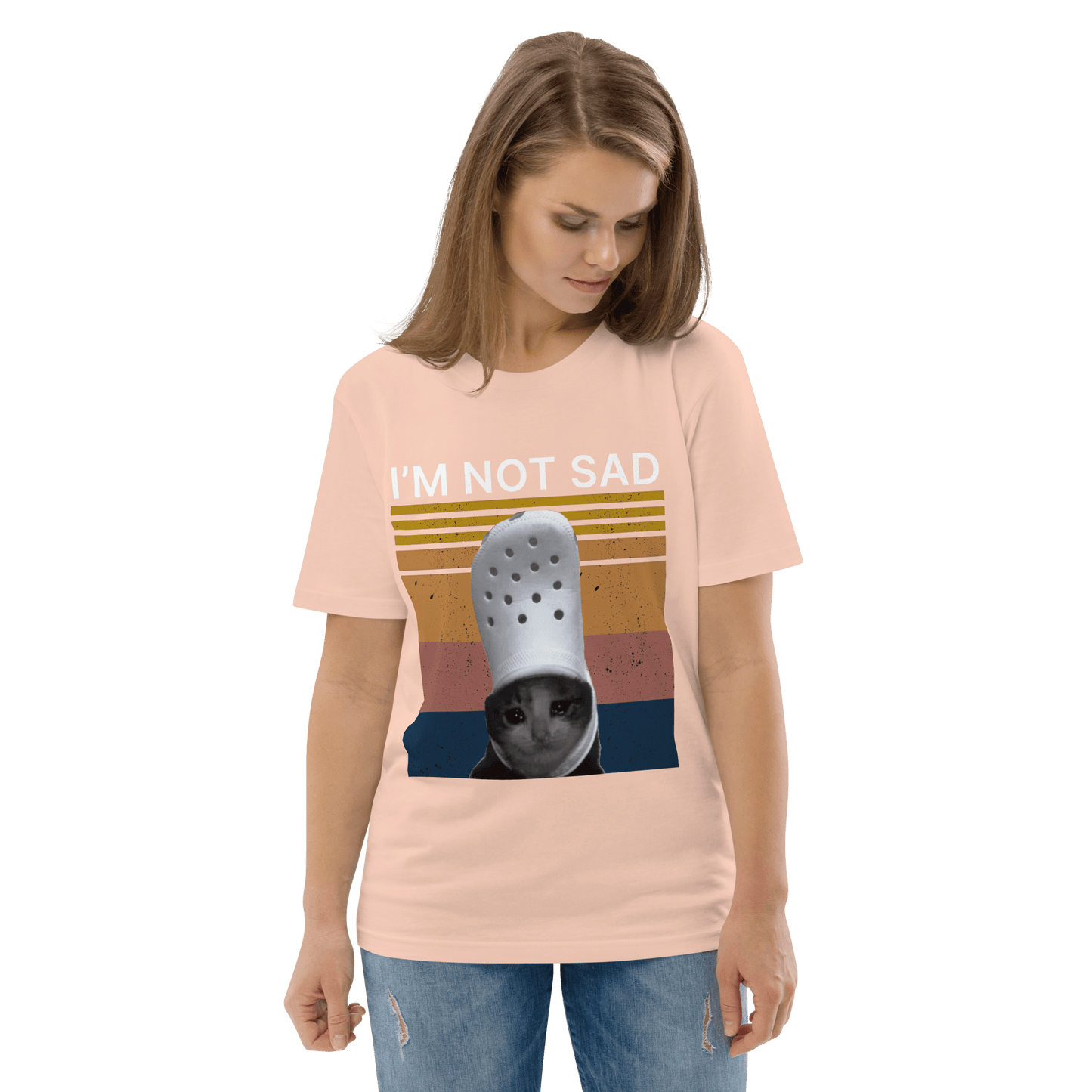 I'm Not Sad Premium Organic T-Shirt Meme - Cotton Pink | Shirtposting