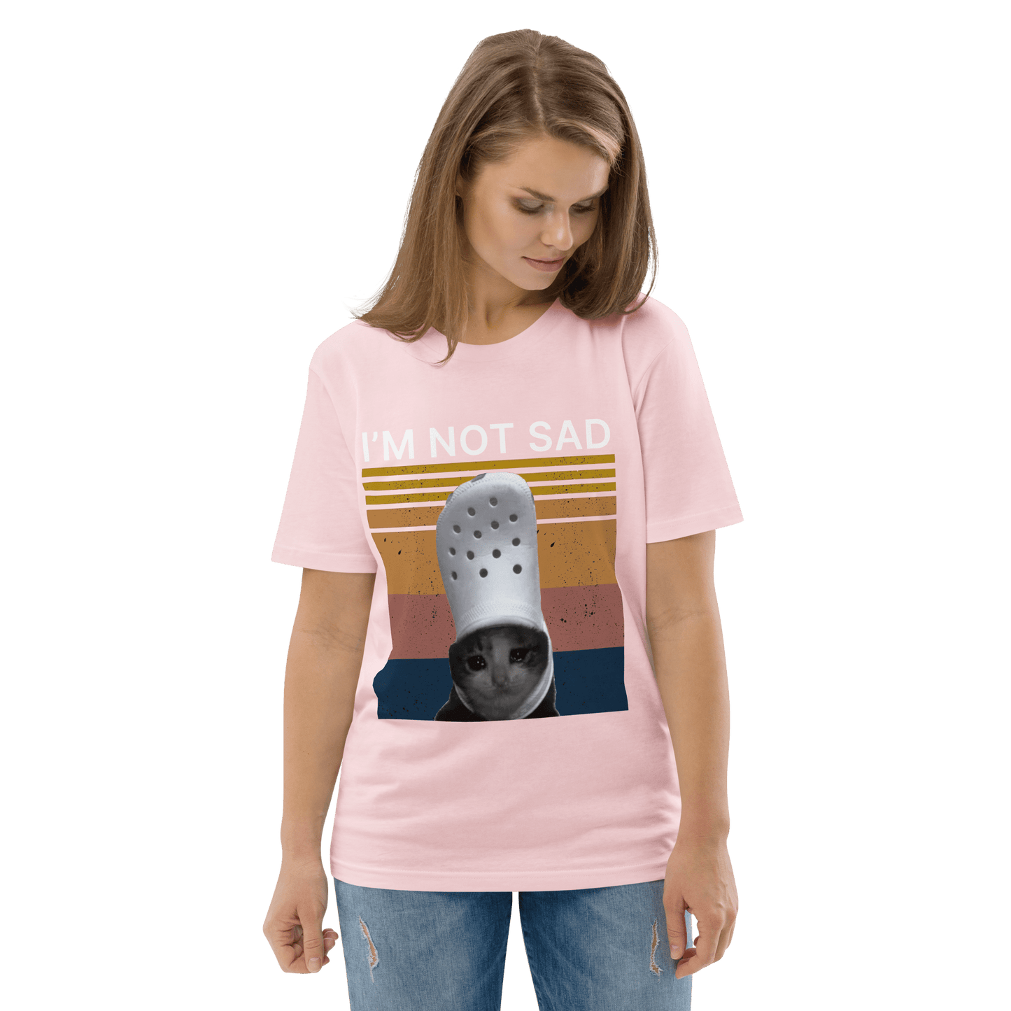 I'm Not Sad Premium Organic T-Shirt Meme - Cotton Pink | Shirtposting