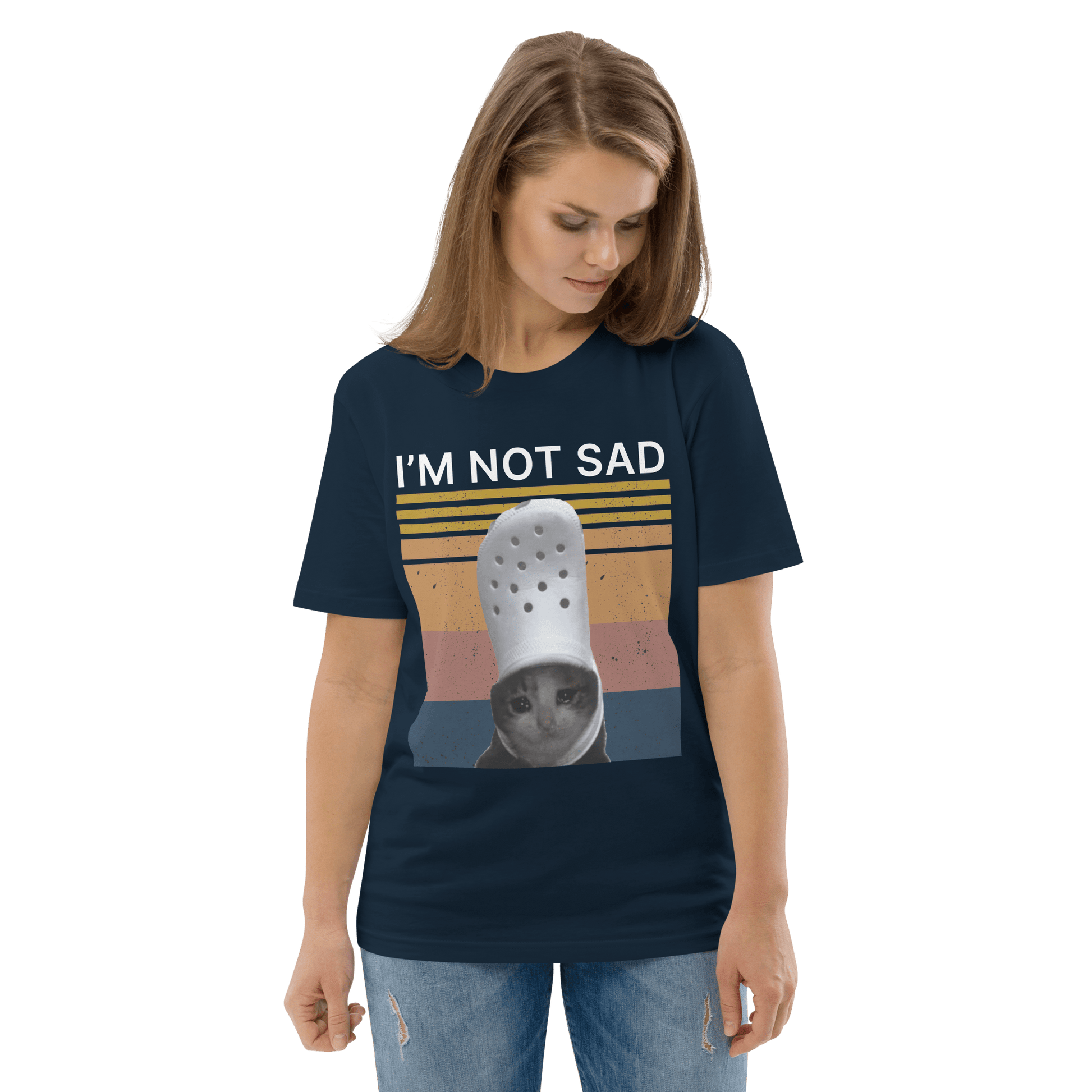 I'm Not Sad Premium Organic T-Shirt Meme - Dark Heather Grey | Shirtposting