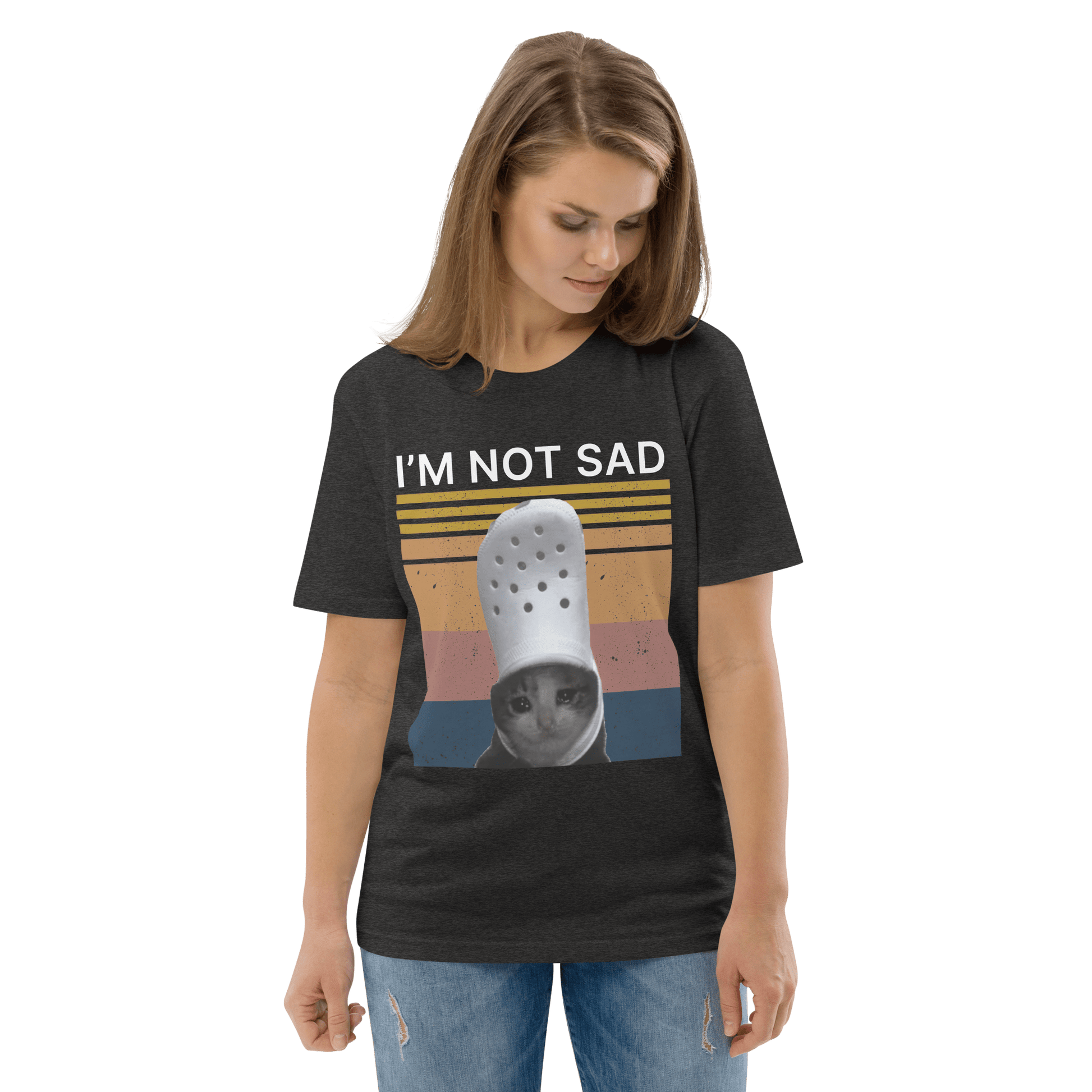 I'm Not Sad Premium Organic T-Shirt Meme - Dark Heather Grey | Shirtposting
