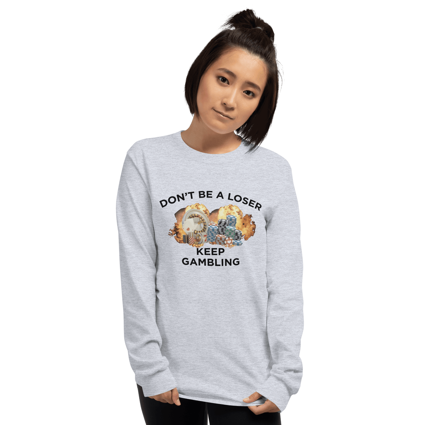 Keep Gambling Long Sleeve T-Shirt Meme - Sport Grey | Shirtposting