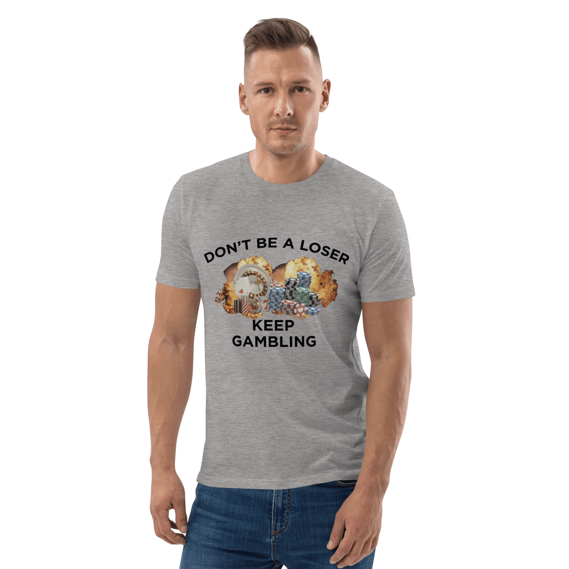 Keep Gambling Premium Organic T-Shirt Meme - Heather Grey | Shirtposting