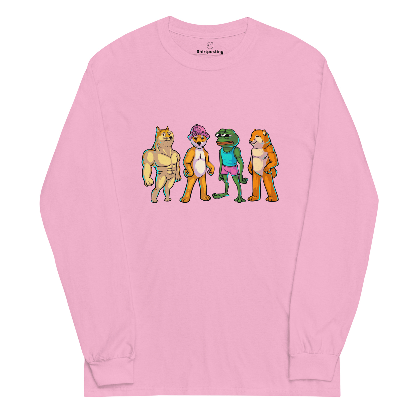 Meme Animal Long Sleeve T-Shirt Meme - Light Pink | Shirtposting