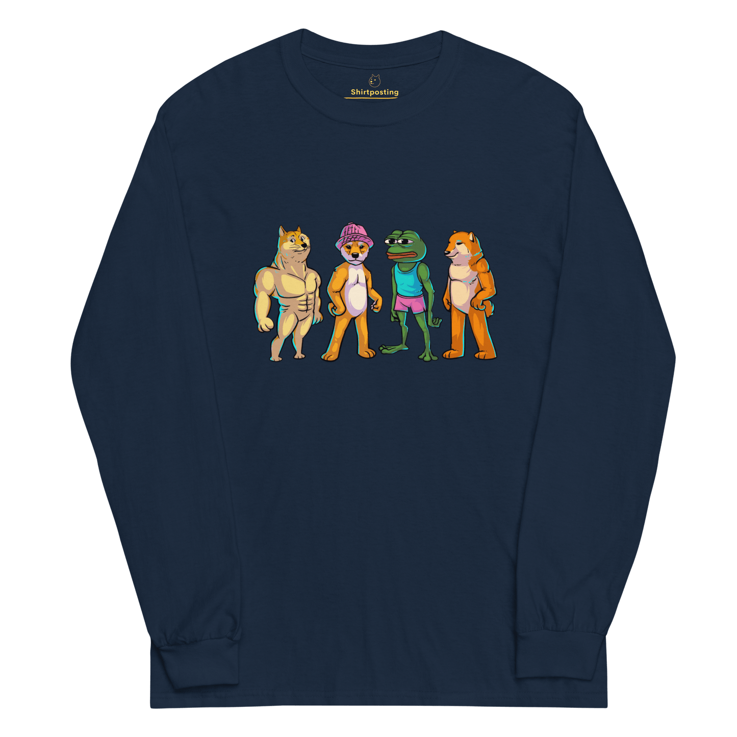 Meme Animal Long Sleeve T-Shirt Meme - Navy | Shirtposting