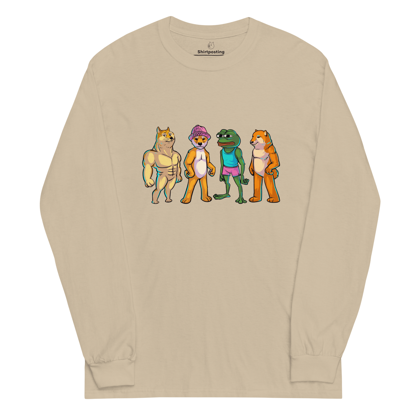 Meme Animal Long Sleeve T-Shirt Meme - Sand | Shirtposting