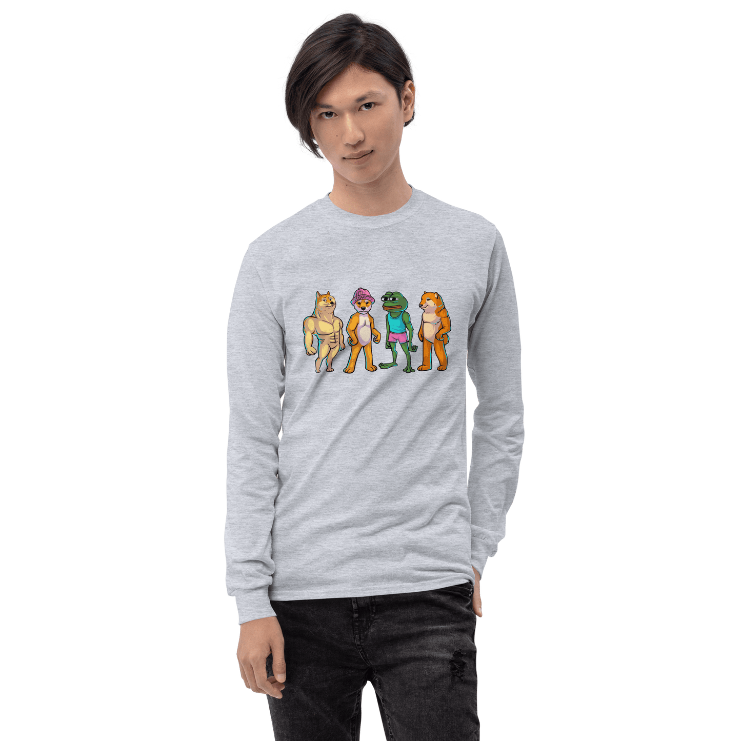 Meme Animal Long Sleeve T-Shirt Meme - Sport Grey | Shirtposting