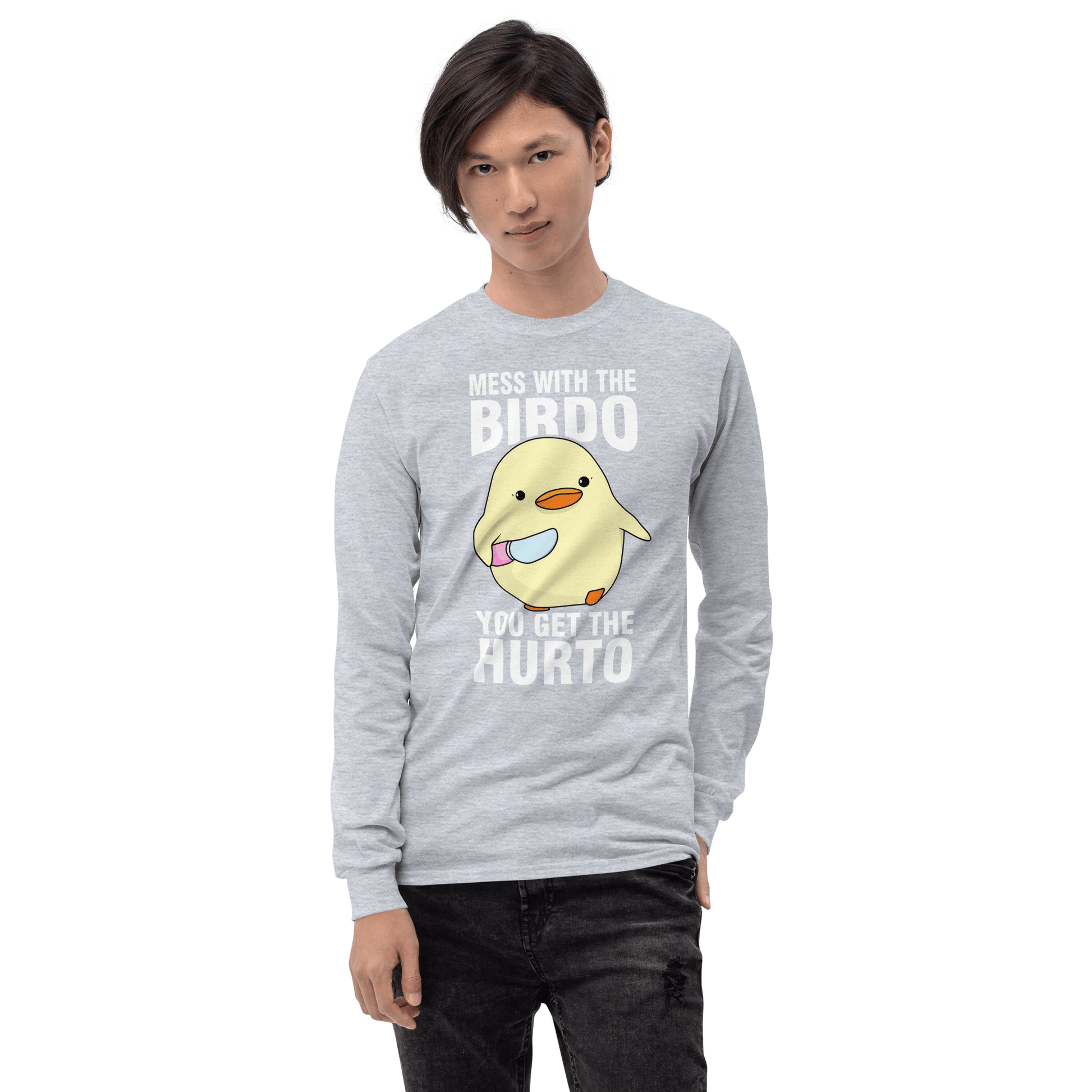 Mess With The Birdo Long Sleeve T-Shirt Meme - Sport Grey | Shirtposting