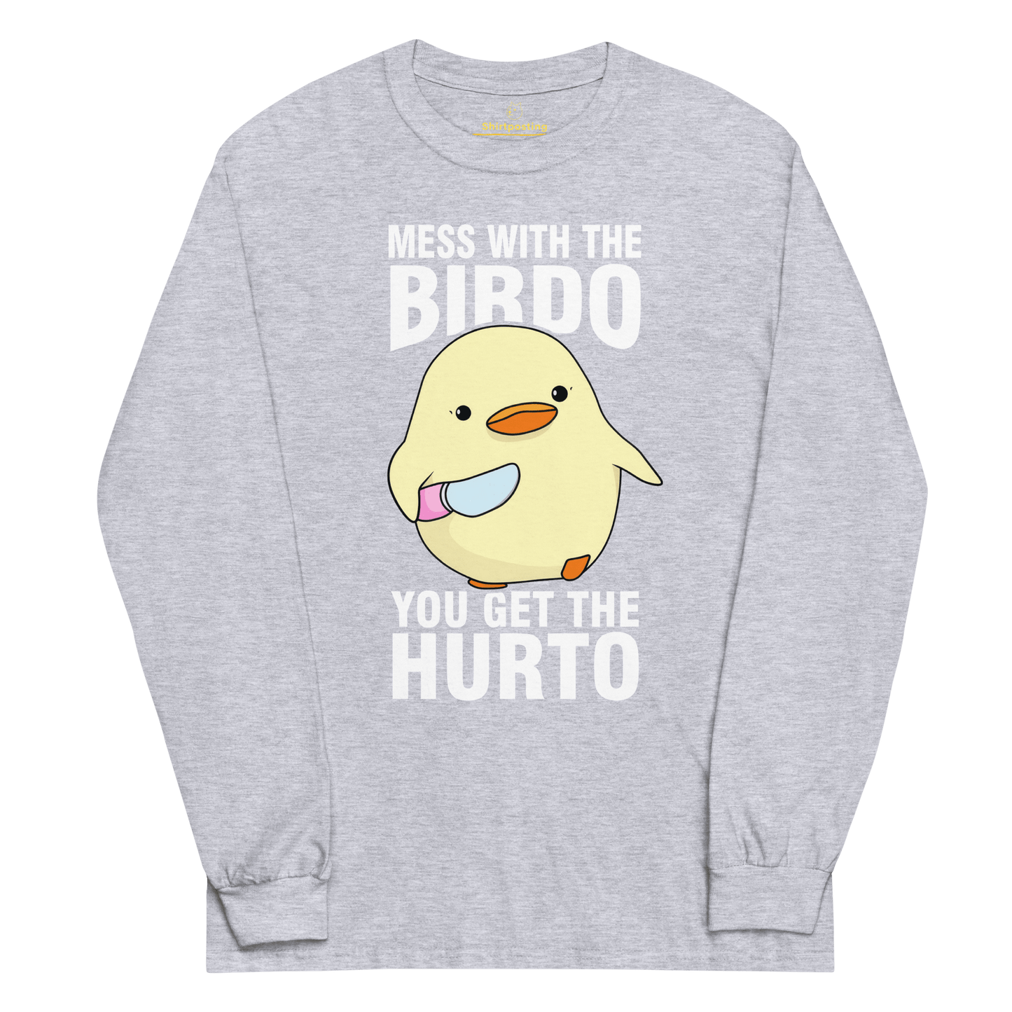 Mess With The Birdo Long Sleeve T-Shirt Meme - Sport Grey | Shirtposting