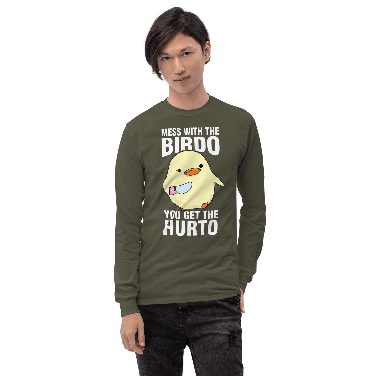 Mess With The Birdo Long Sleeve T-Shirt Meme - Sport Grey | Shirtposting