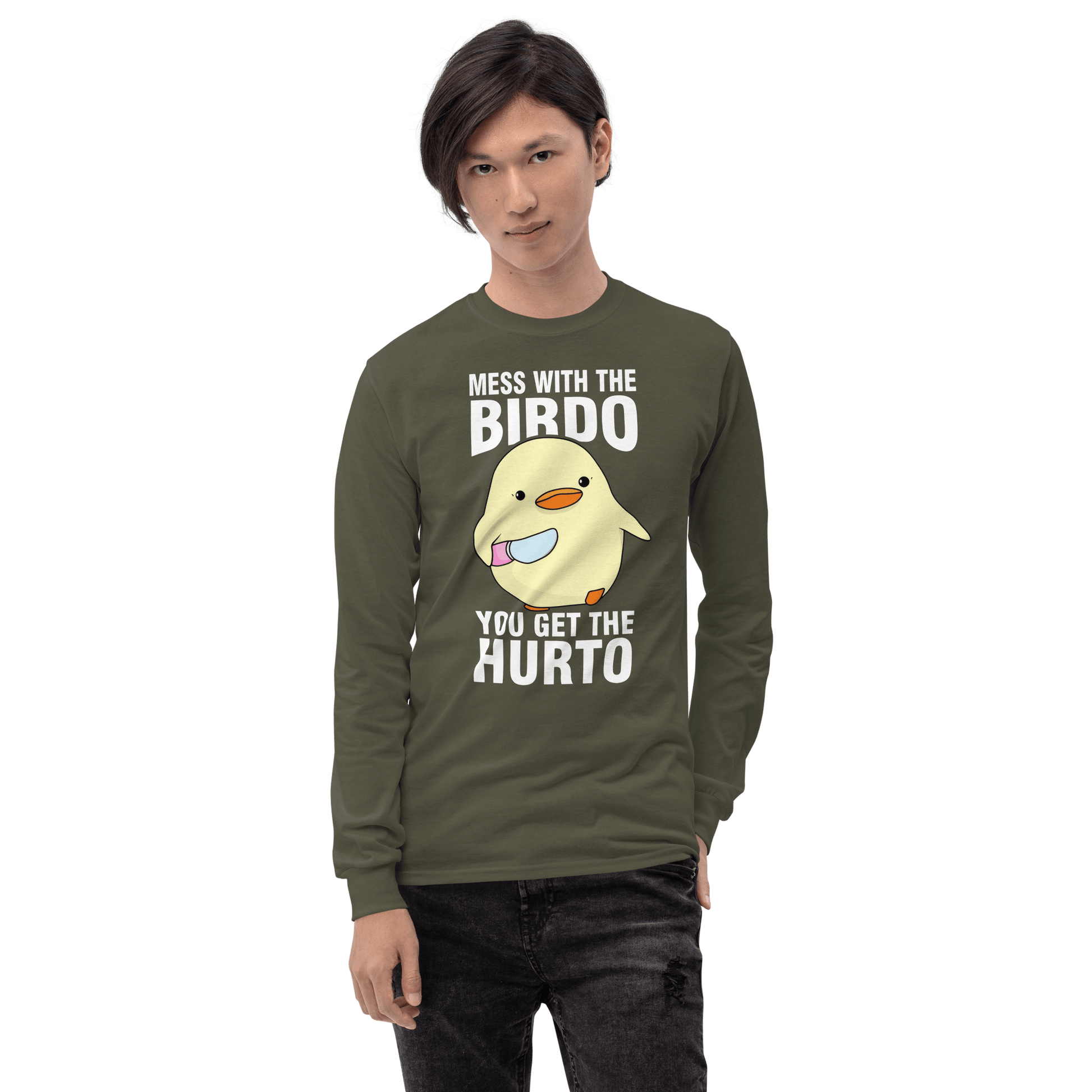Mess With The Birdo Long Sleeve T-Shirt Meme - Sport Grey | Shirtposting
