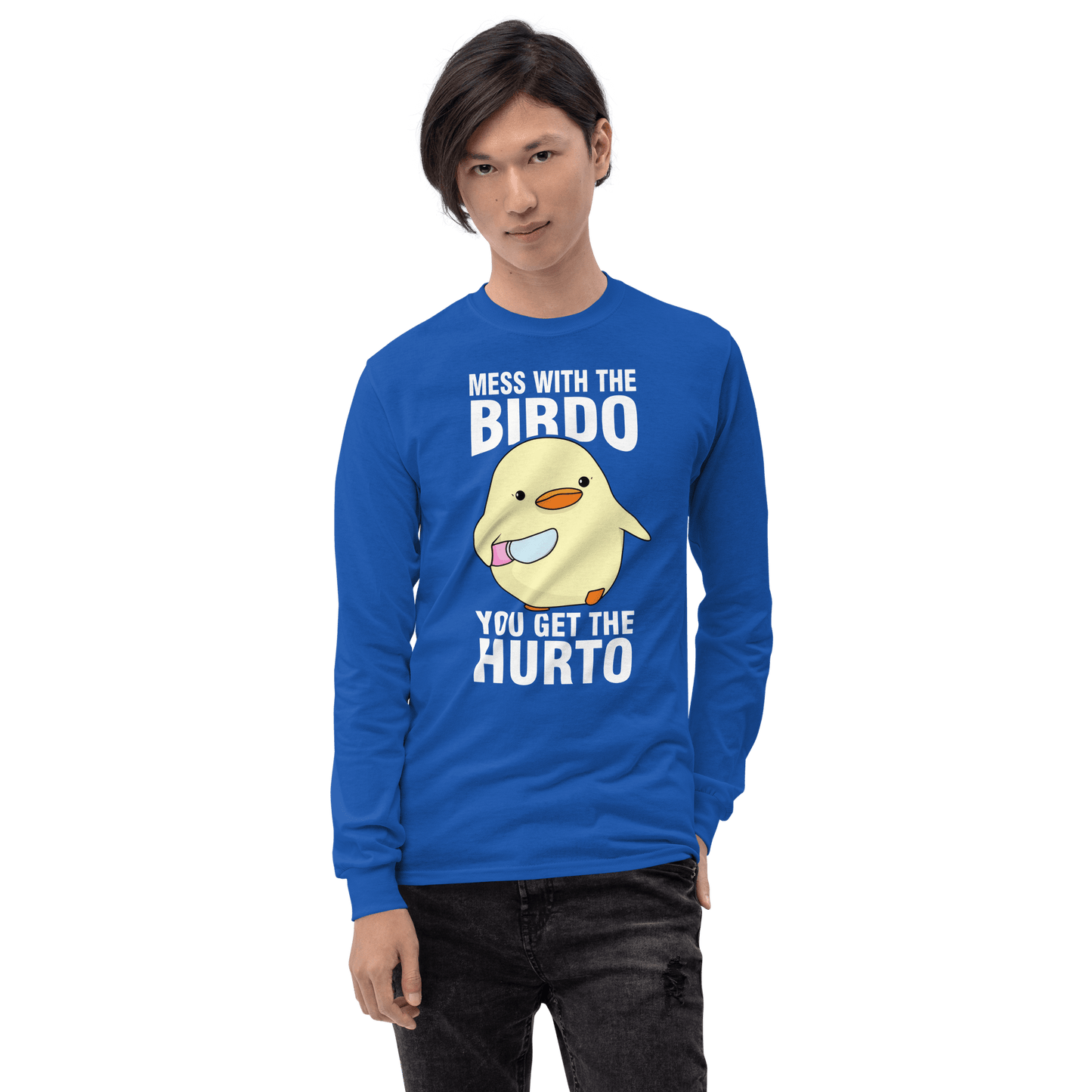 Mess With The Birdo Long Sleeve T-Shirt Meme - Sport Grey | Shirtposting