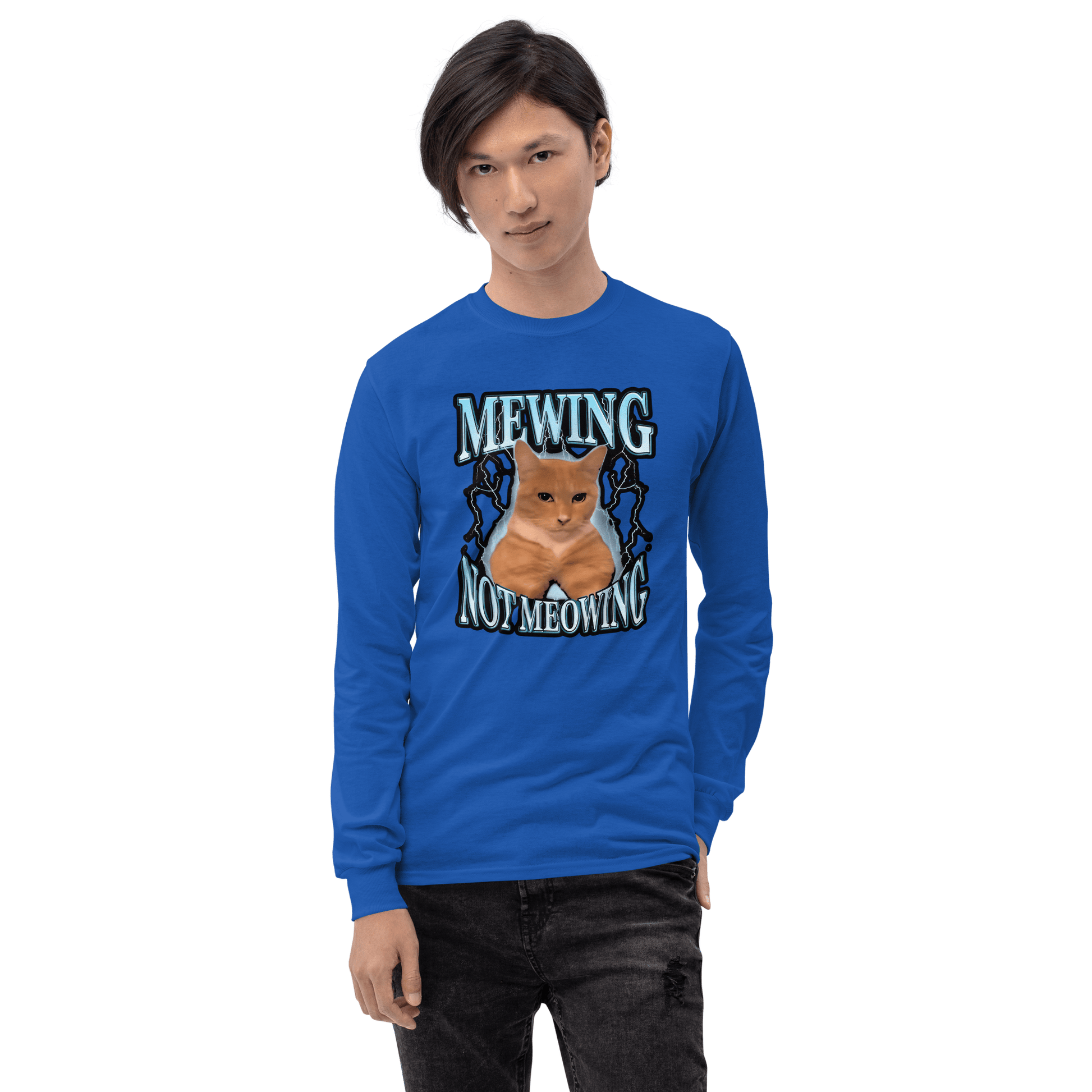 Mewing Long Sleeve T-Shirt Meme - Sport Grey | Shirtposting