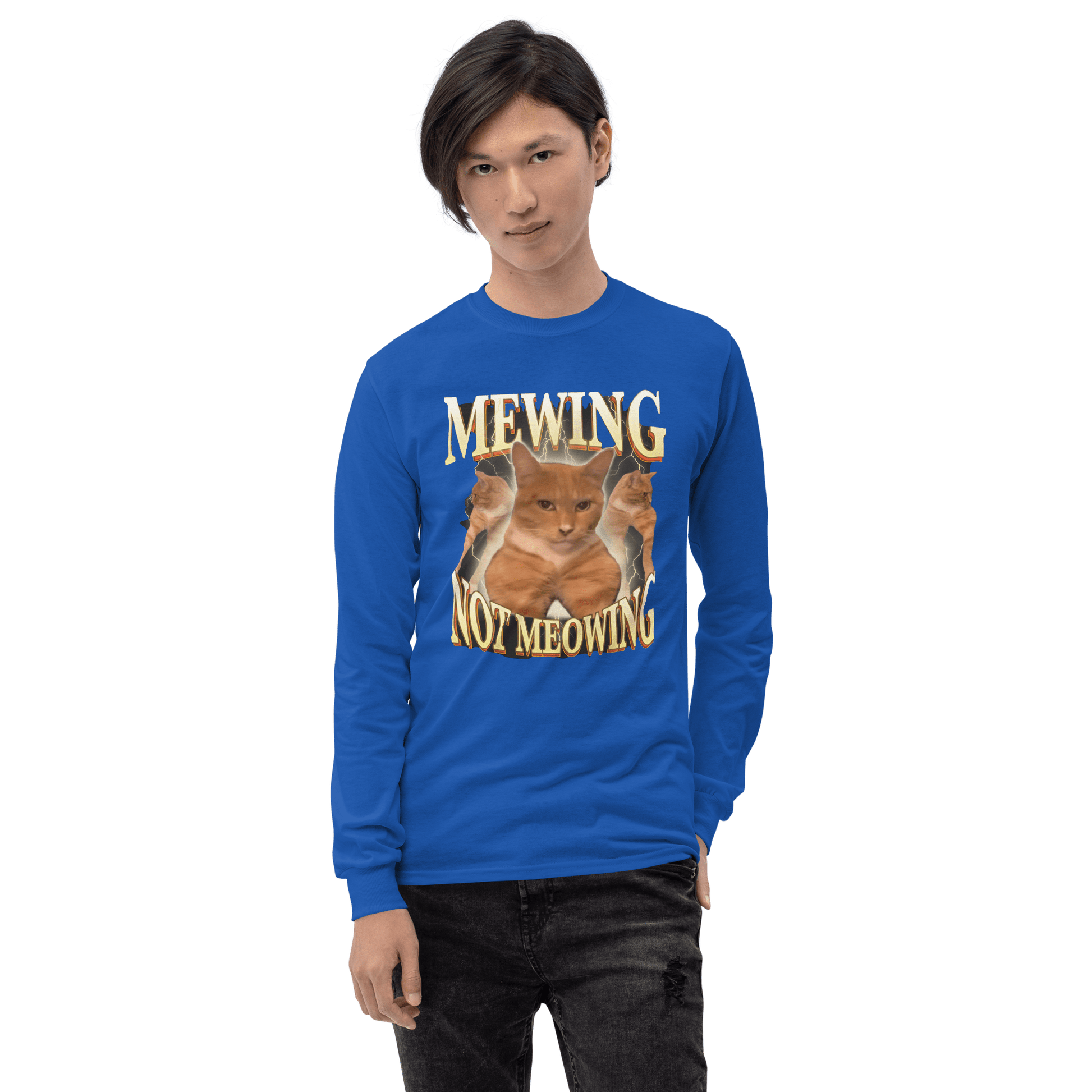 Mewing Long Sleeve T-Shirt Meme - Sport Grey | Shirtposting
