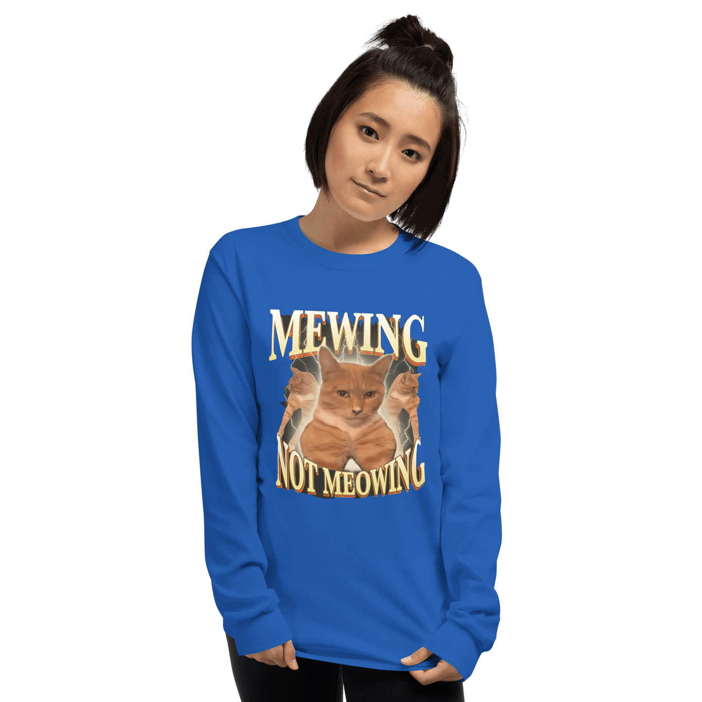 Mewing Long Sleeve T-Shirt Meme - Sport Grey | Shirtposting