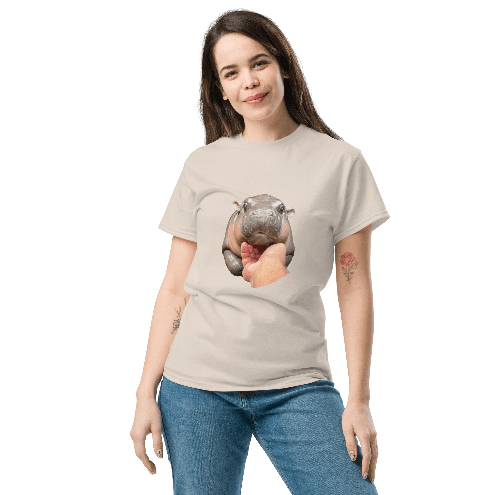 Moo Deng Classic T-Shirt Meme - Military Green | Shirtposting
