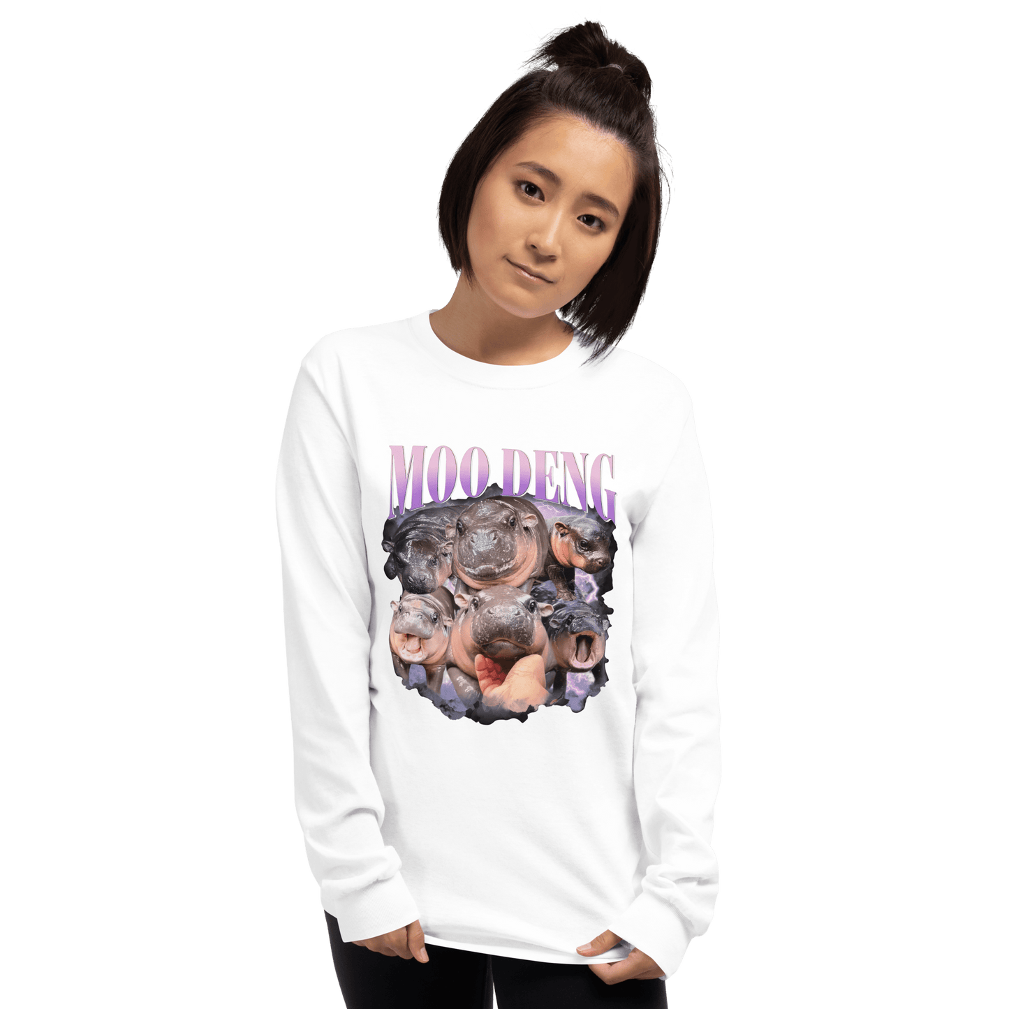 Moo Deng Long Sleeve T-Shirt Meme - Sand | Shirtposting