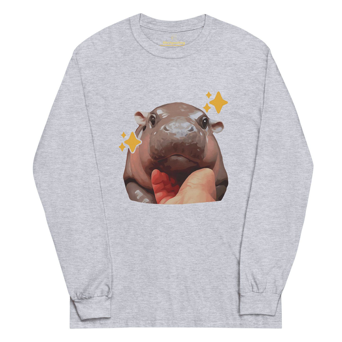 Moo Deng Long Sleeve T-Shirt Meme - Sport Grey | Shirtposting