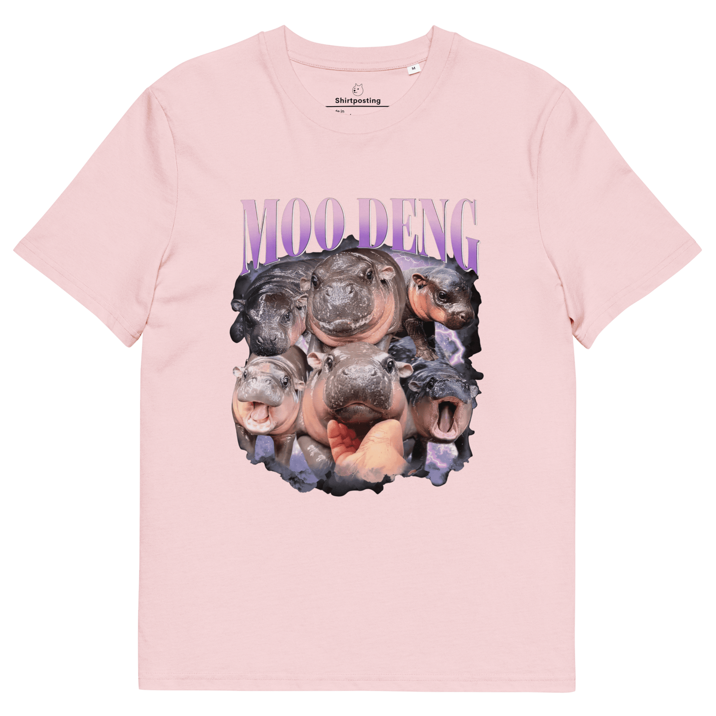 Moo Deng Premium Organic T-Shirt Meme - Cotton Pink | Shirtposting