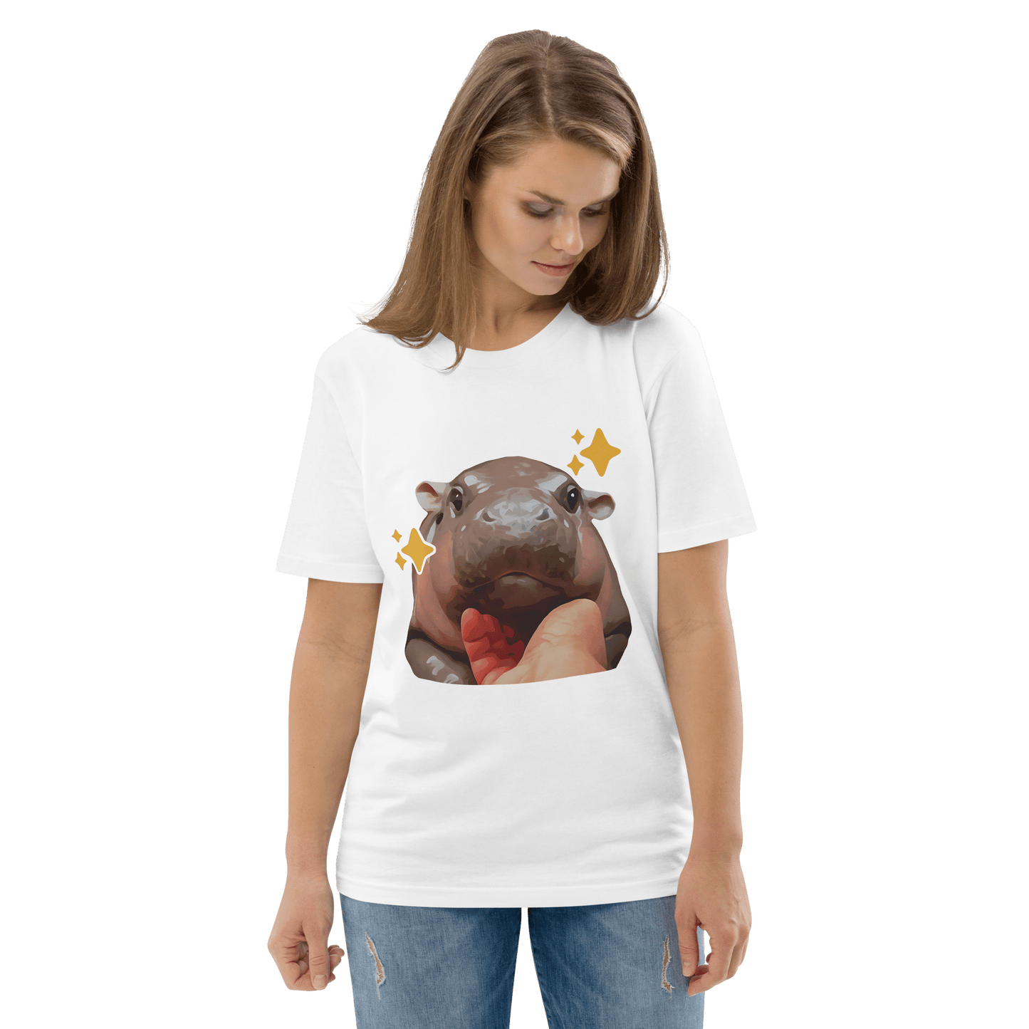 Moo Deng Premium Organic T-Shirt Meme - Cotton Pink | Shirtposting