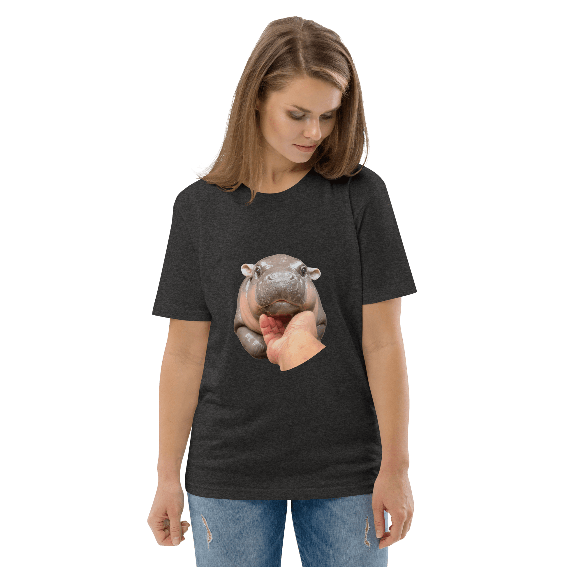 Moo Deng Premium Organic T-Shirt Meme - Dark Heather Grey | Shirtposting