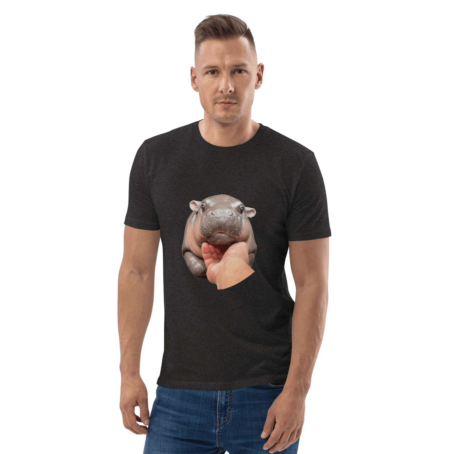 Moo Deng Premium Organic T-Shirt Meme - Dark Heather Grey | Shirtposting
