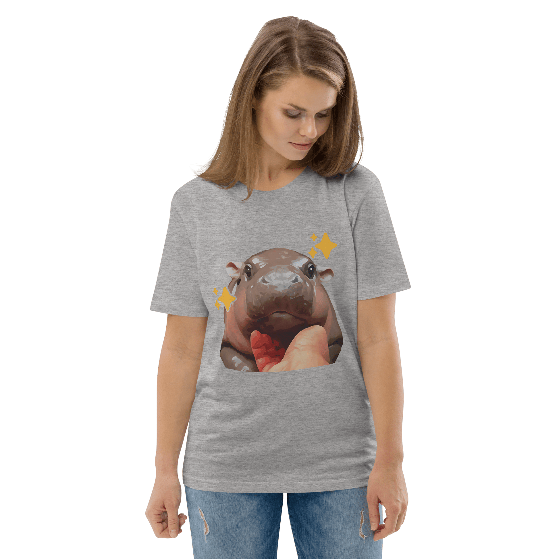 Moo Deng Premium Organic T-Shirt Meme - Heather Grey | Shirtposting
