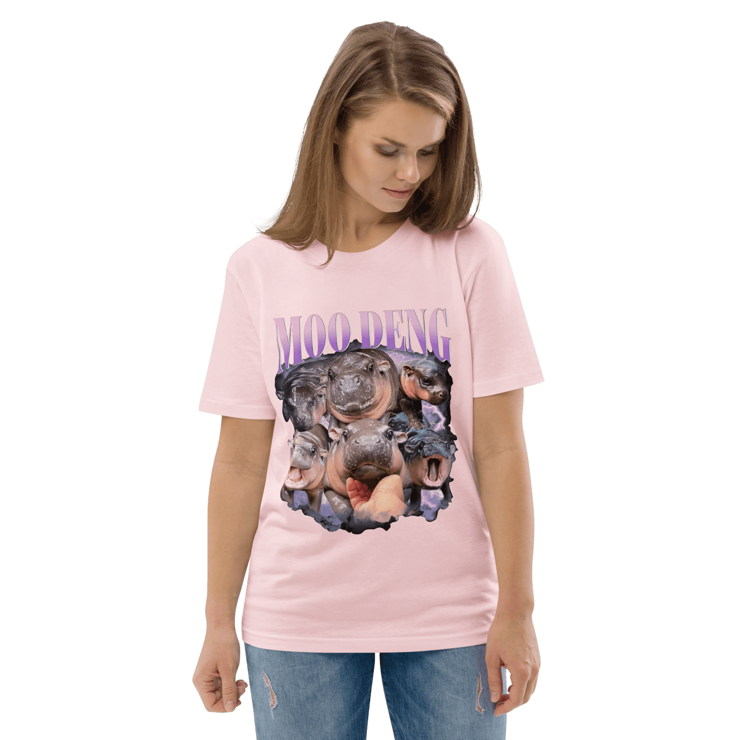 Moo Deng Premium Organic T-Shirt Meme - Lavender | Shirtposting
