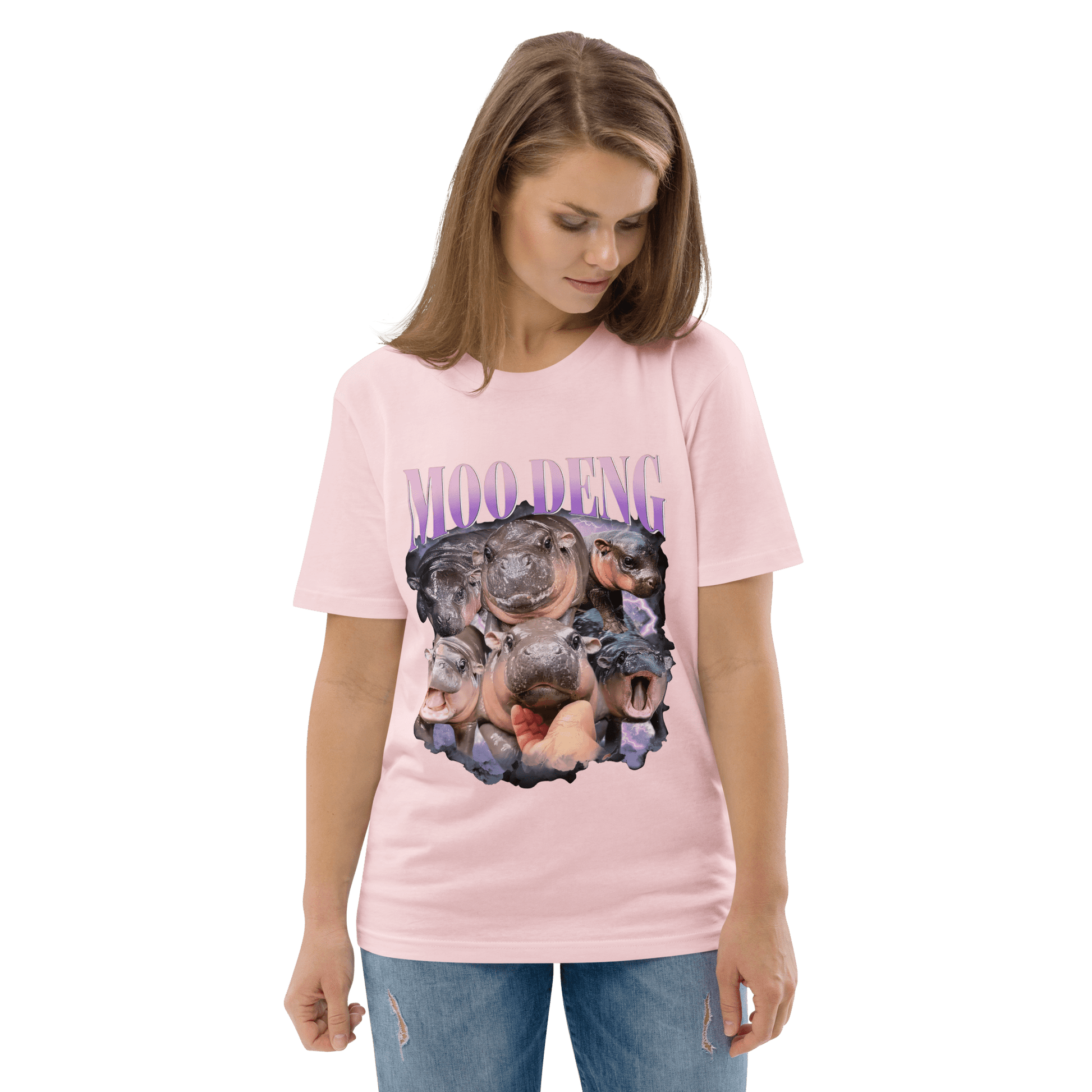 Moo Deng Premium Organic T-Shirt Meme - Lavender | Shirtposting