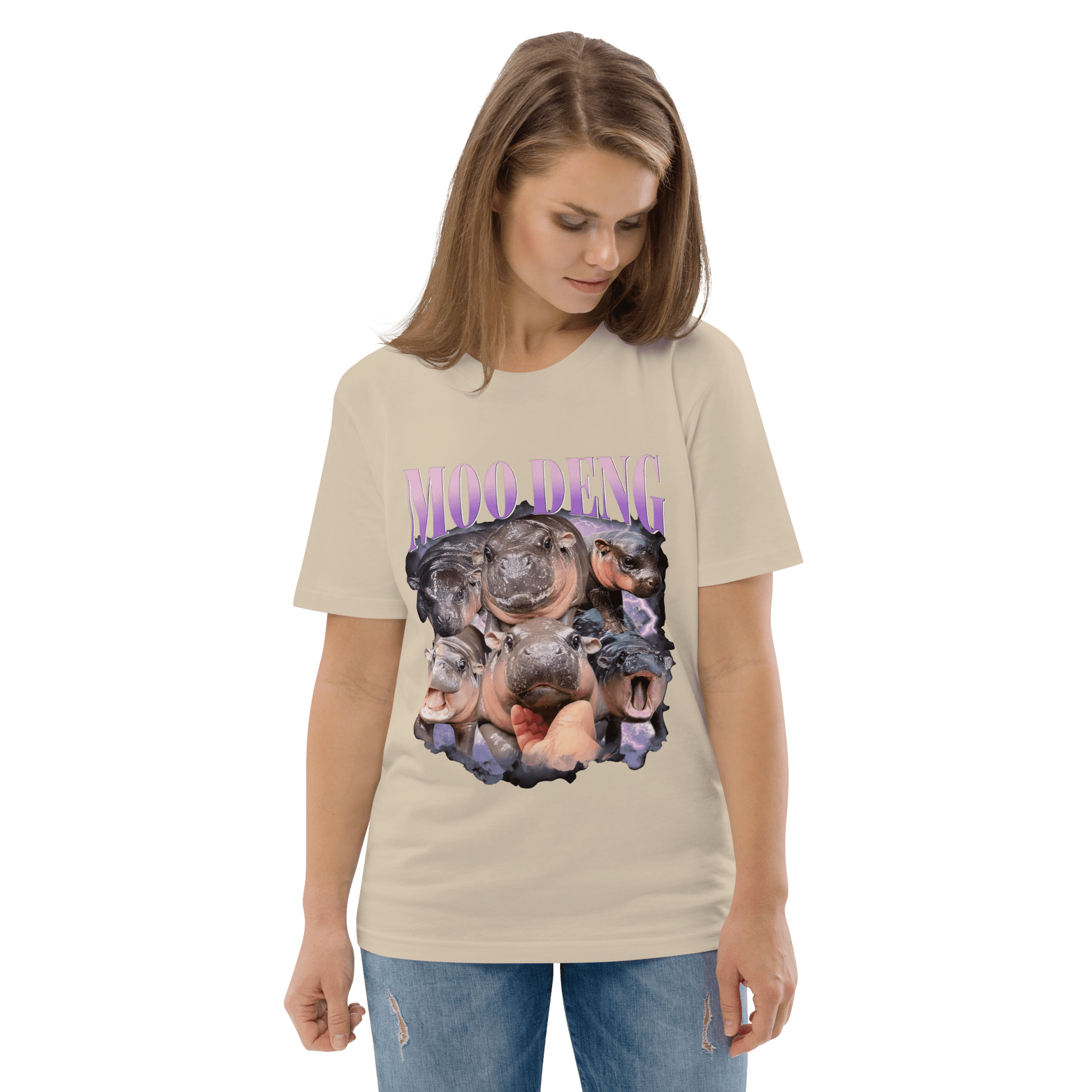 Moo Deng Premium Organic T-Shirt Meme - Lavender | Shirtposting