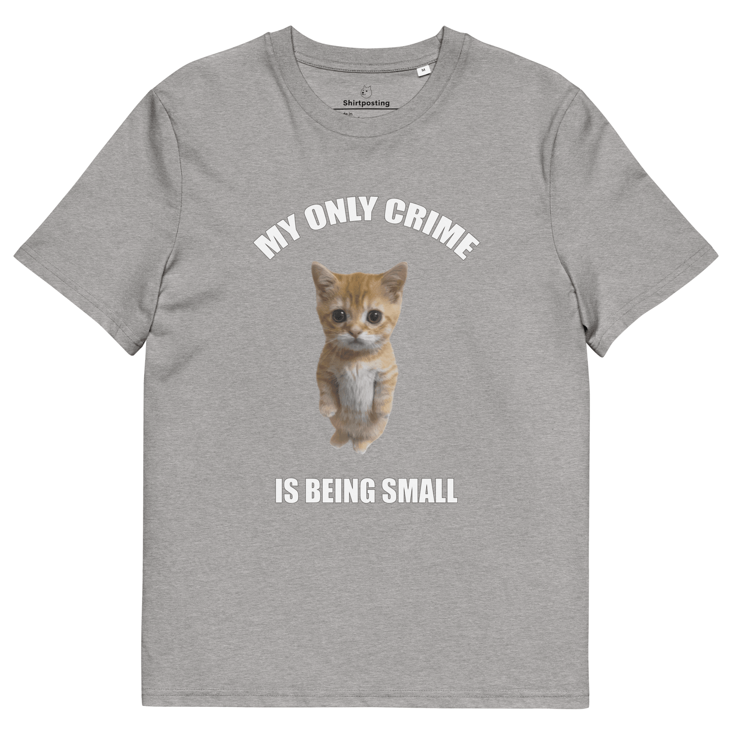 My Only Crime Is Being Small Premium Organic T-Shirt Meme - Heather Grey | Shirtposting