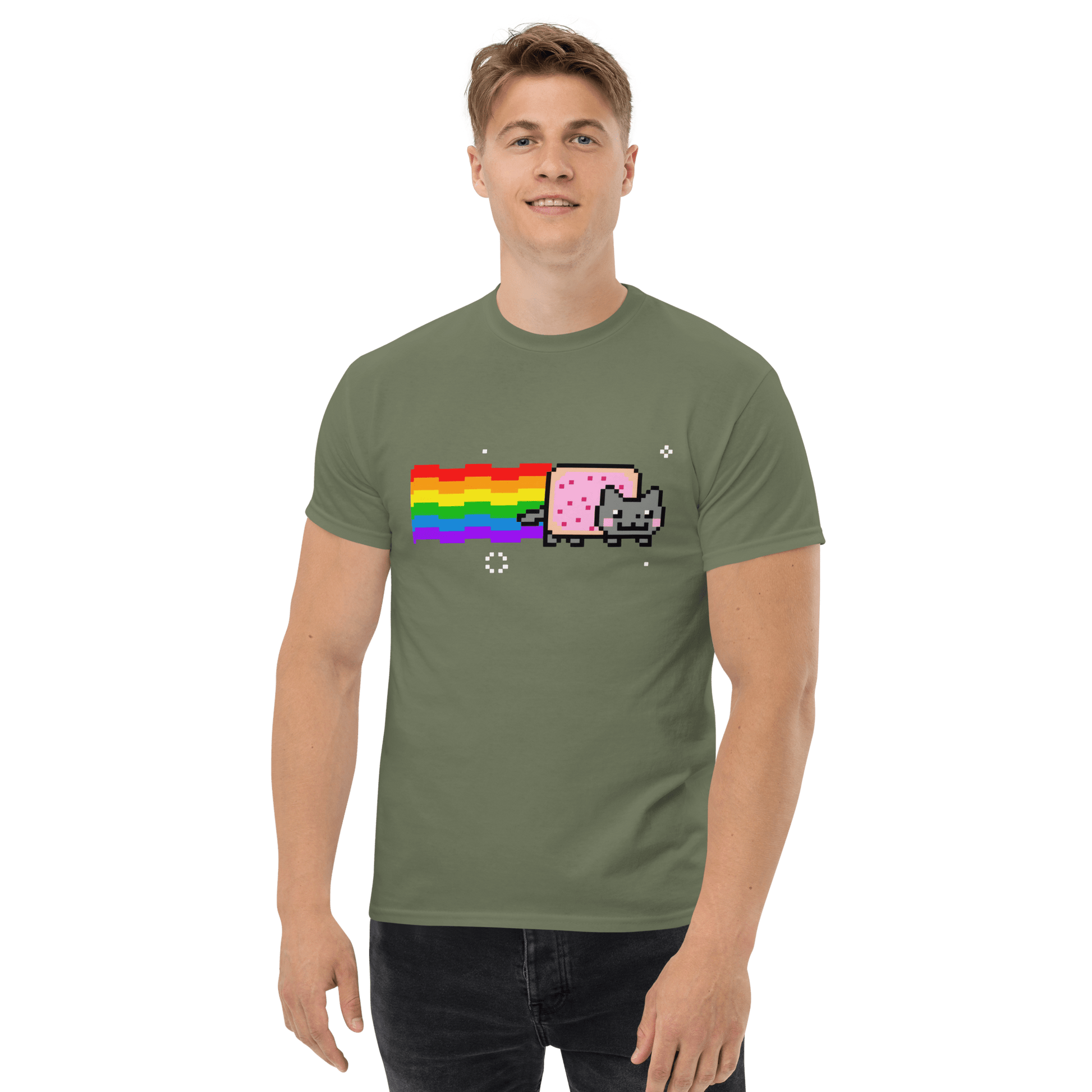 Nyan Cat Classic T-Shirt Meme - Military Green | Shirtposting