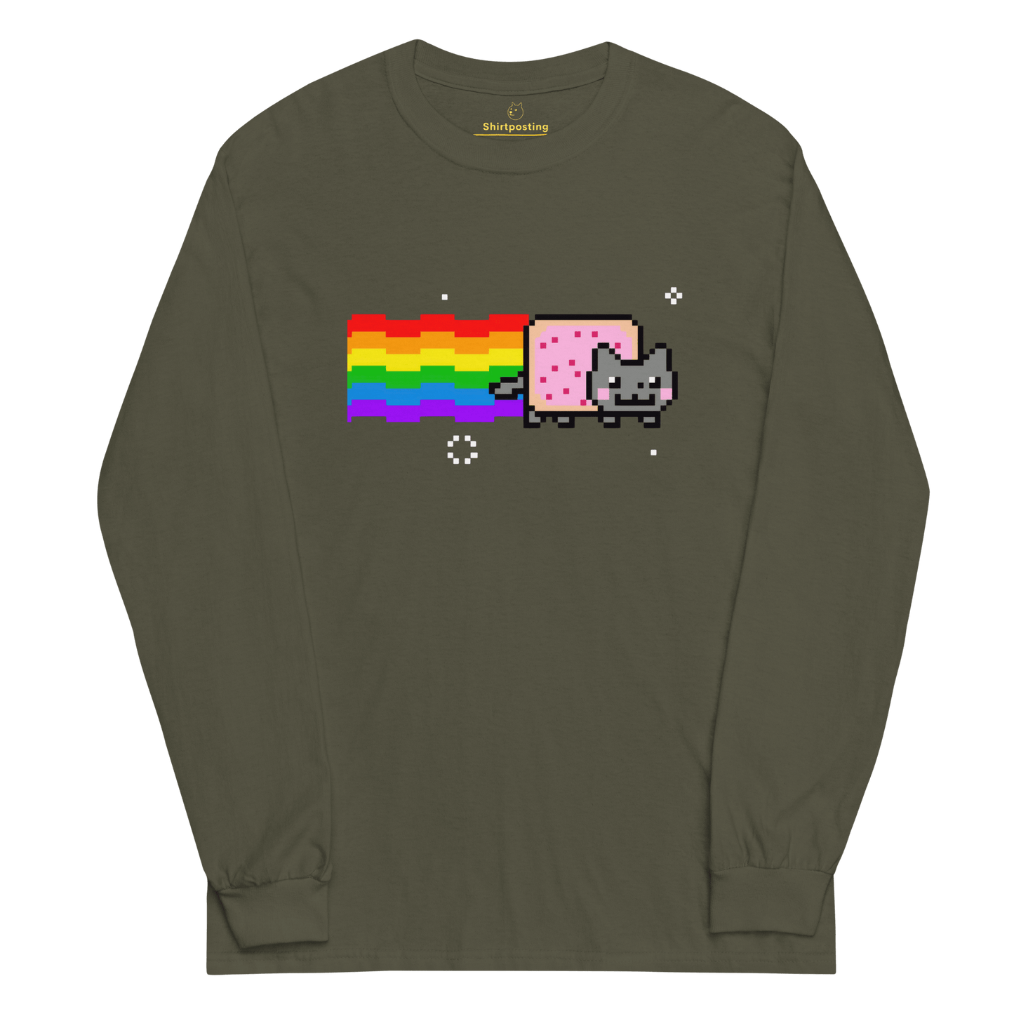 Nyan Cat Long Sleeve T-Shirt Meme - Military Green | Shirtposting
