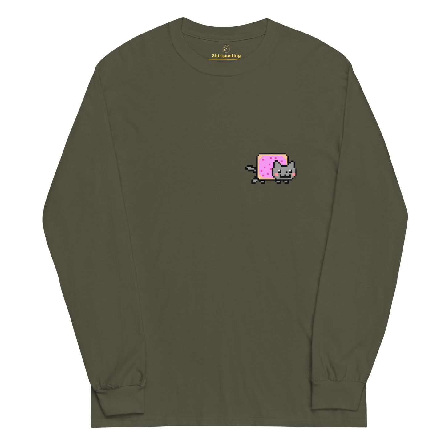 Nyan Cat Long Sleeve T-Shirt Meme - Military Green | Shirtposting