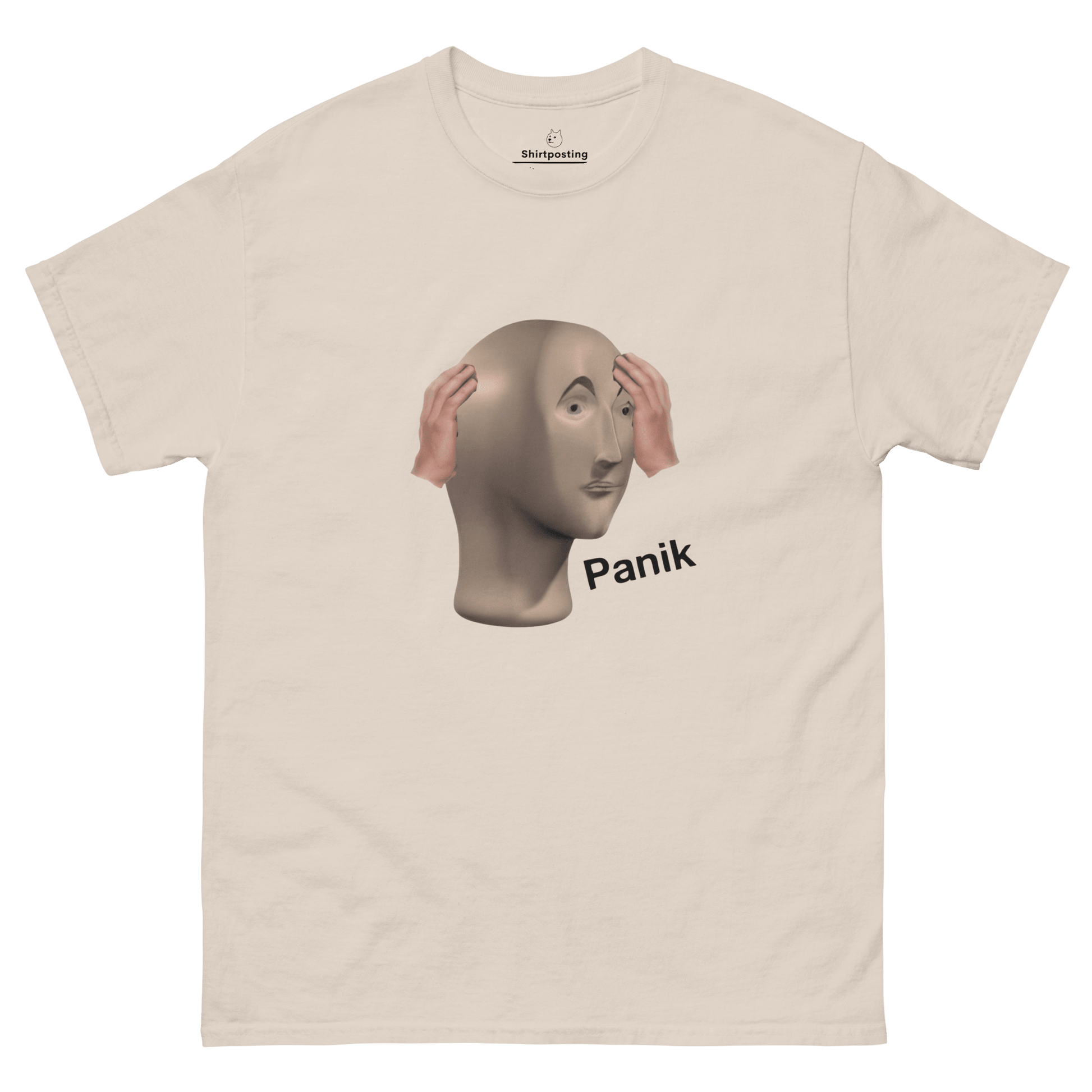 Panik Classic T-Shirt Meme - Military Green | Shirtposting