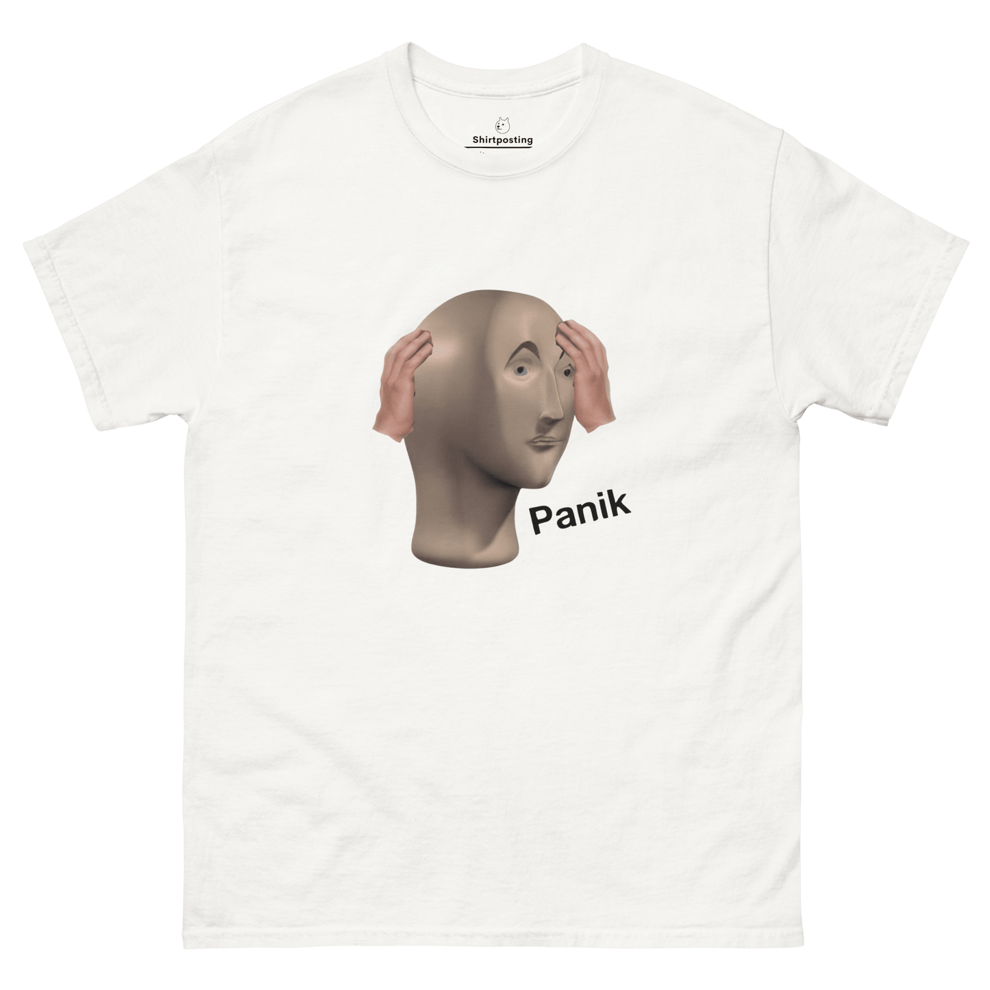 Panik Classic T-Shirt Meme - White | Shirtposting